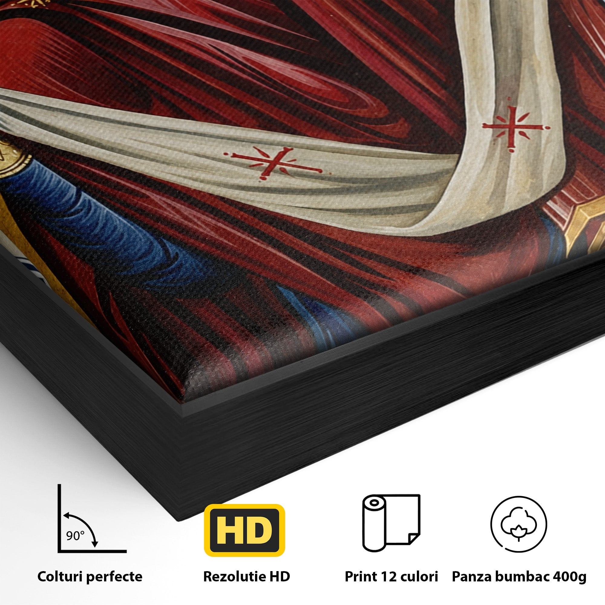 Tablou Canvas Premium LuxCanva® H1063, Acoperamantul Maicii Domnului, Icoana, Religios, Spiritualitate, Credinta, Dormitor, Birou, Culori Vibrante