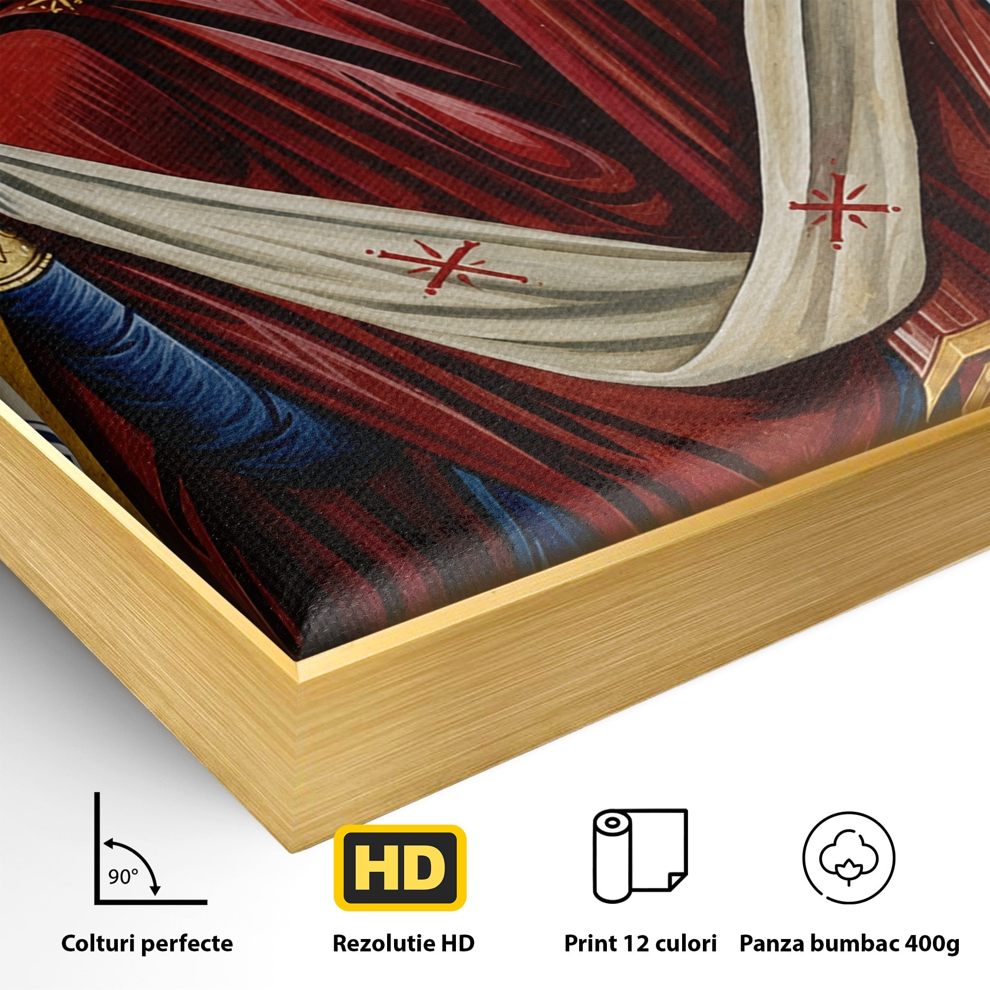 Tablou Canvas Premium LuxCanva® H1063, Acoperamantul Maicii Domnului, Icoana, Religios, Spiritualitate, Credinta, Dormitor, Birou, Culori Vibrante