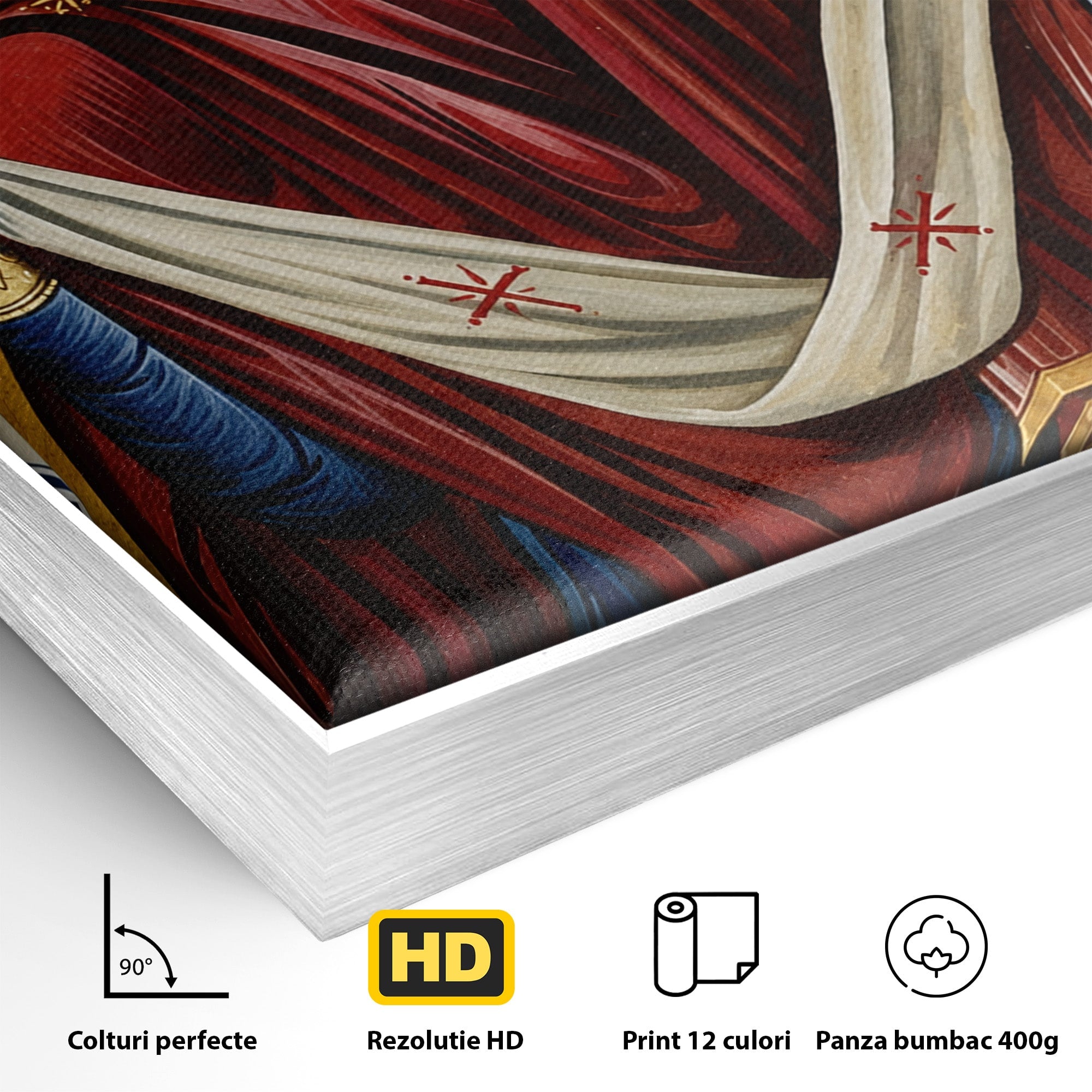 Tablou Canvas Premium LuxCanva® H1063, Acoperamantul Maicii Domnului, Icoana, Religios, Spiritualitate, Credinta, Dormitor, Birou, Culori Vibrante