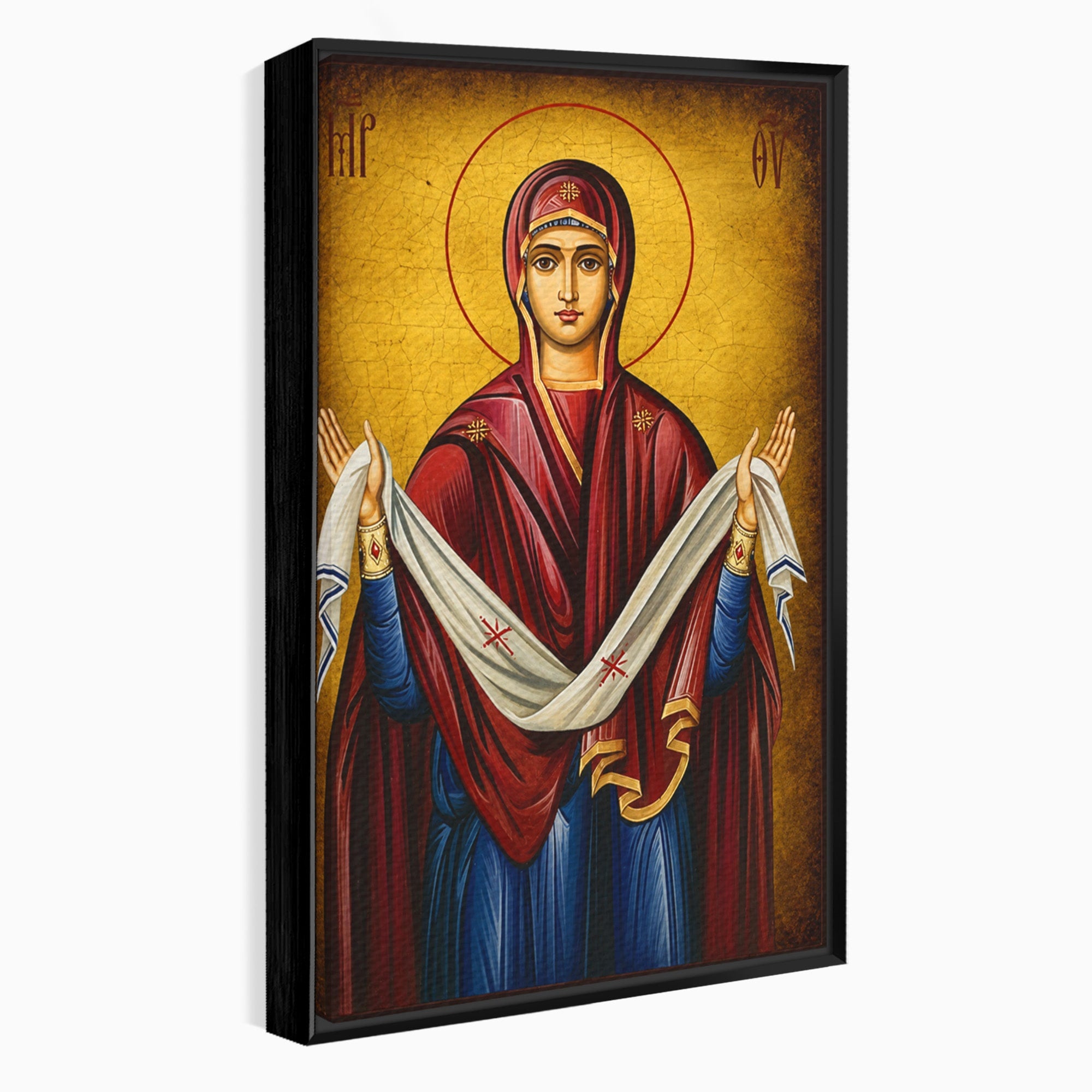 Tablou Canvas Premium LuxCanva® H1063, Acoperamantul Maicii Domnului, Icoana, Religios, Spiritualitate, Credinta, Dormitor, Birou, Culori Vibrante
