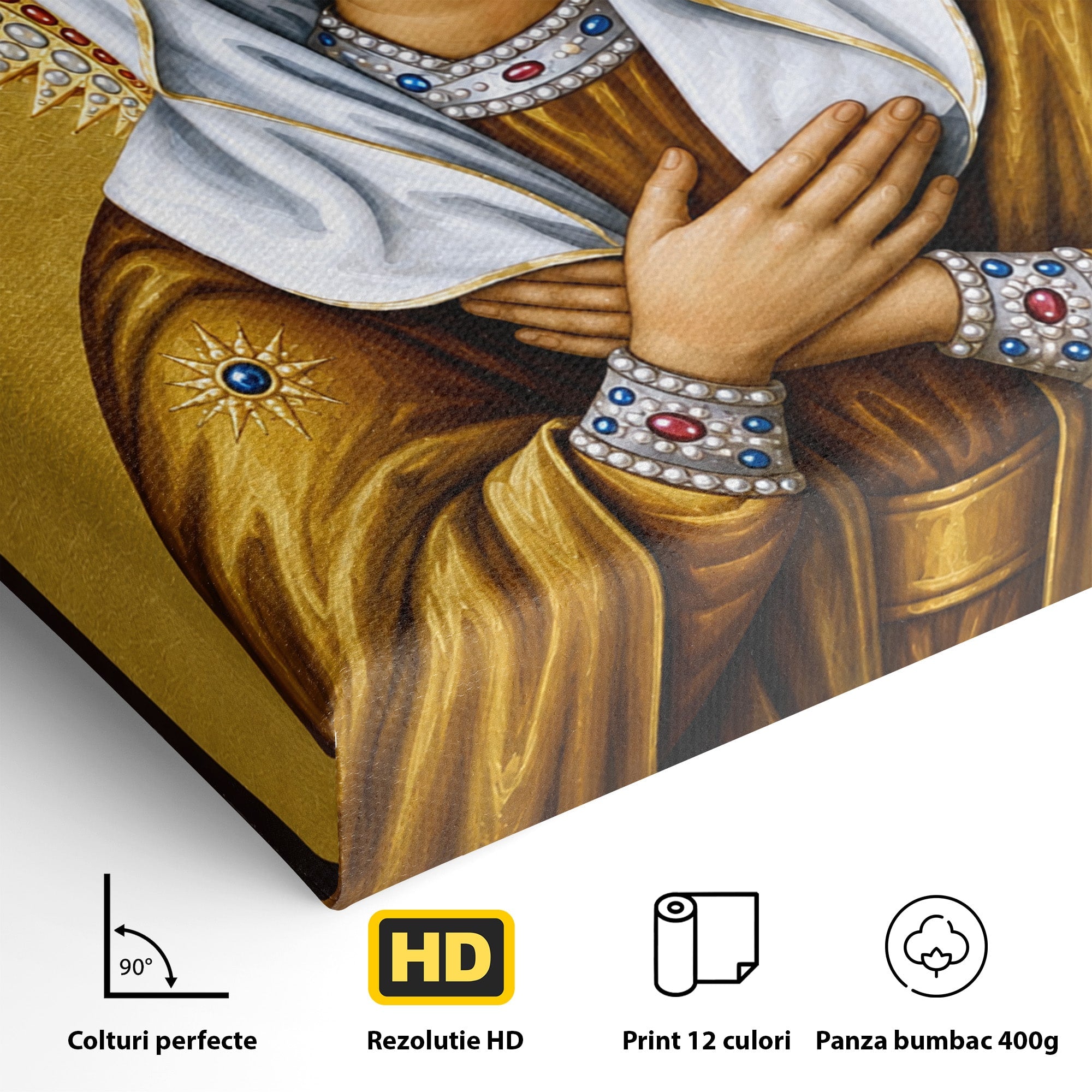 Tablou Canvas Premium LuxCanva® H1065, Maica Domnului Protectoare, Religie, Icoana, Spiritualitate, Credinta, Dormitor, Birou, Culori Vibrante