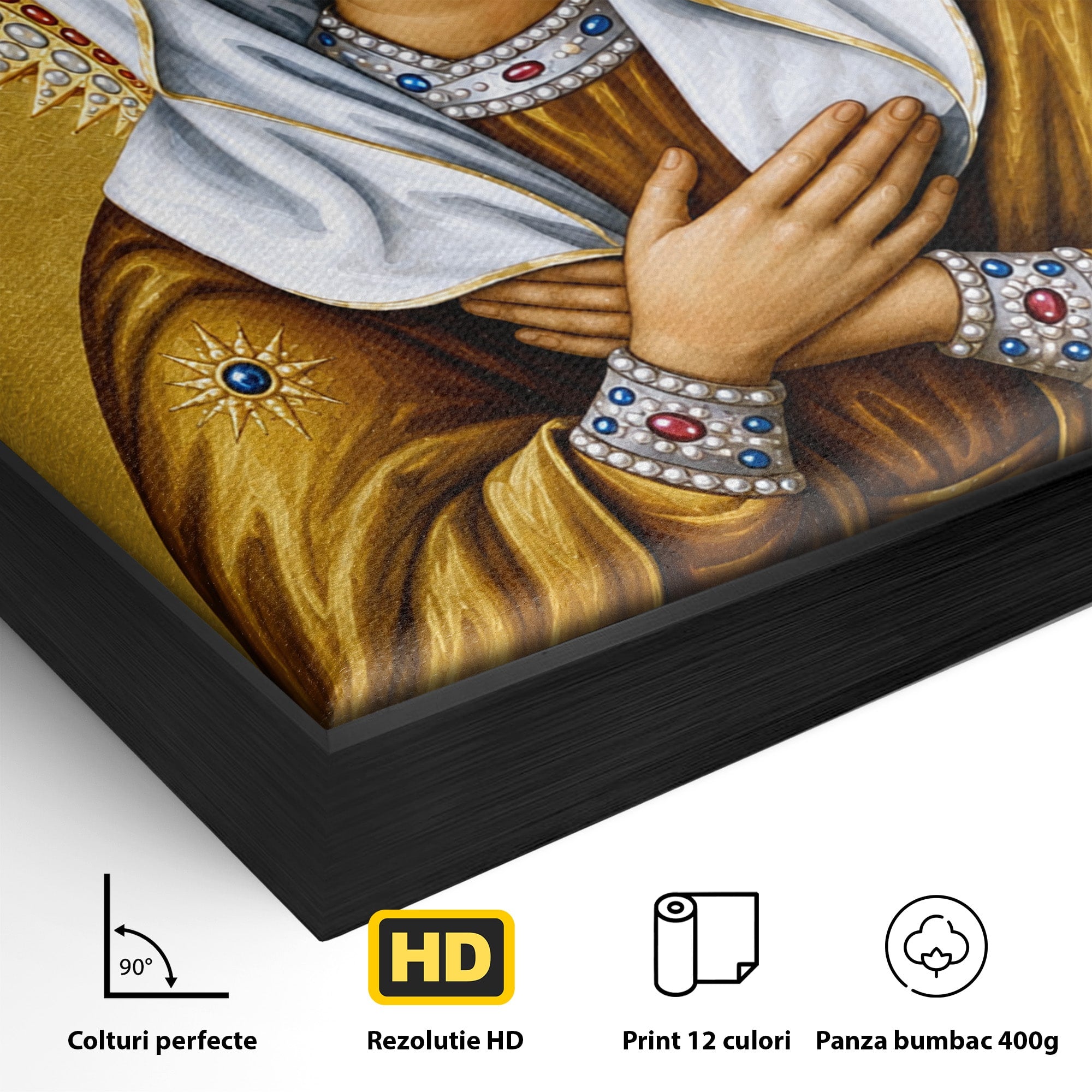 Tablou Canvas Premium LuxCanva® H1065, Maica Domnului Protectoare, Religie, Icoana, Spiritualitate, Credinta, Dormitor, Birou, Culori Vibrante