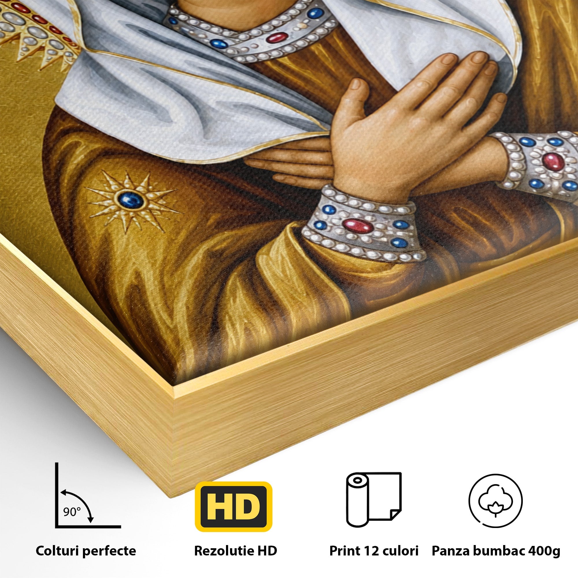 Tablou Canvas Premium LuxCanva® H1065, Maica Domnului Protectoare, Religie, Icoana, Spiritualitate, Credinta, Dormitor, Birou, Culori Vibrante