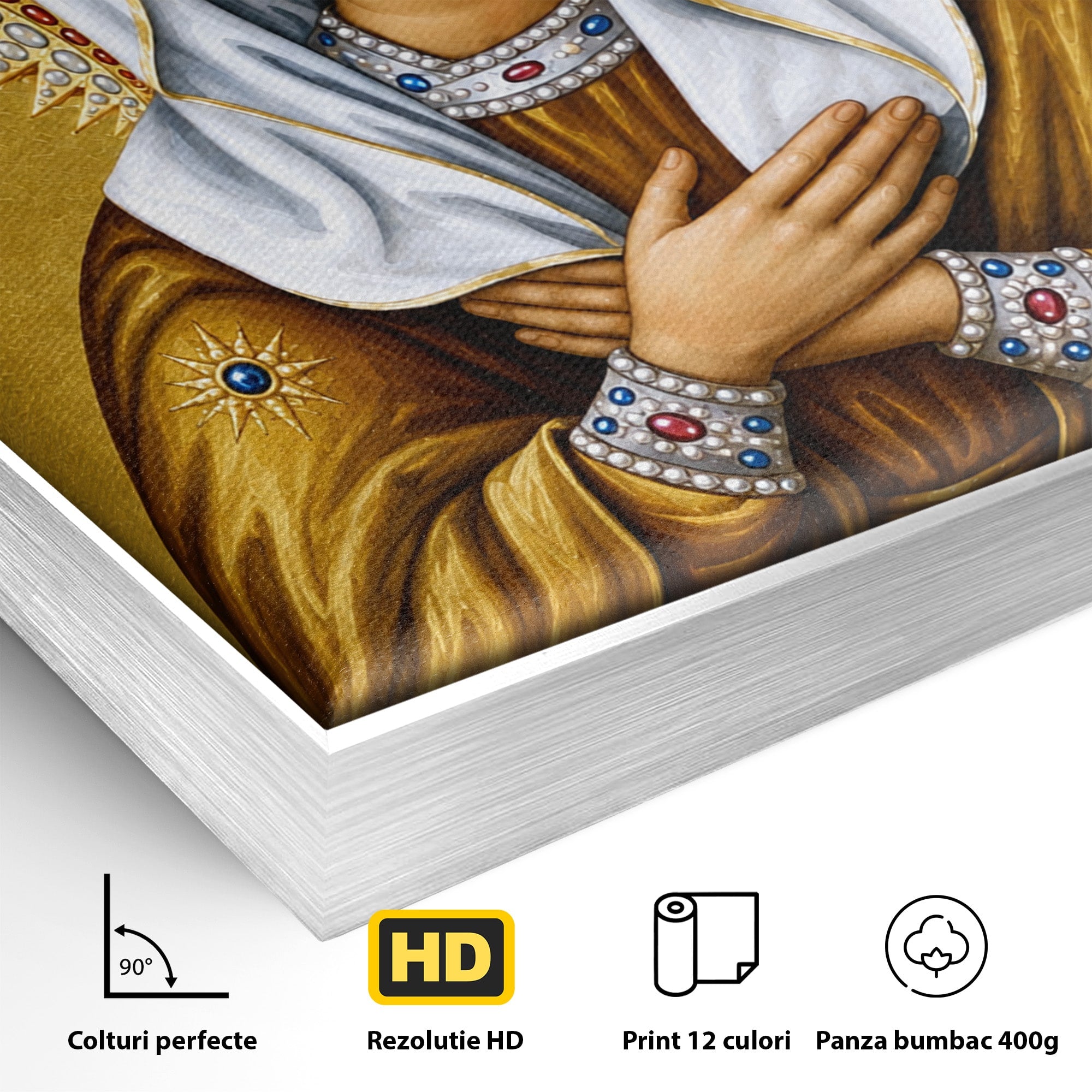 Tablou Canvas Premium LuxCanva® H1065, Maica Domnului Protectoare, Religie, Icoana, Spiritualitate, Credinta, Dormitor, Birou, Culori Vibrante