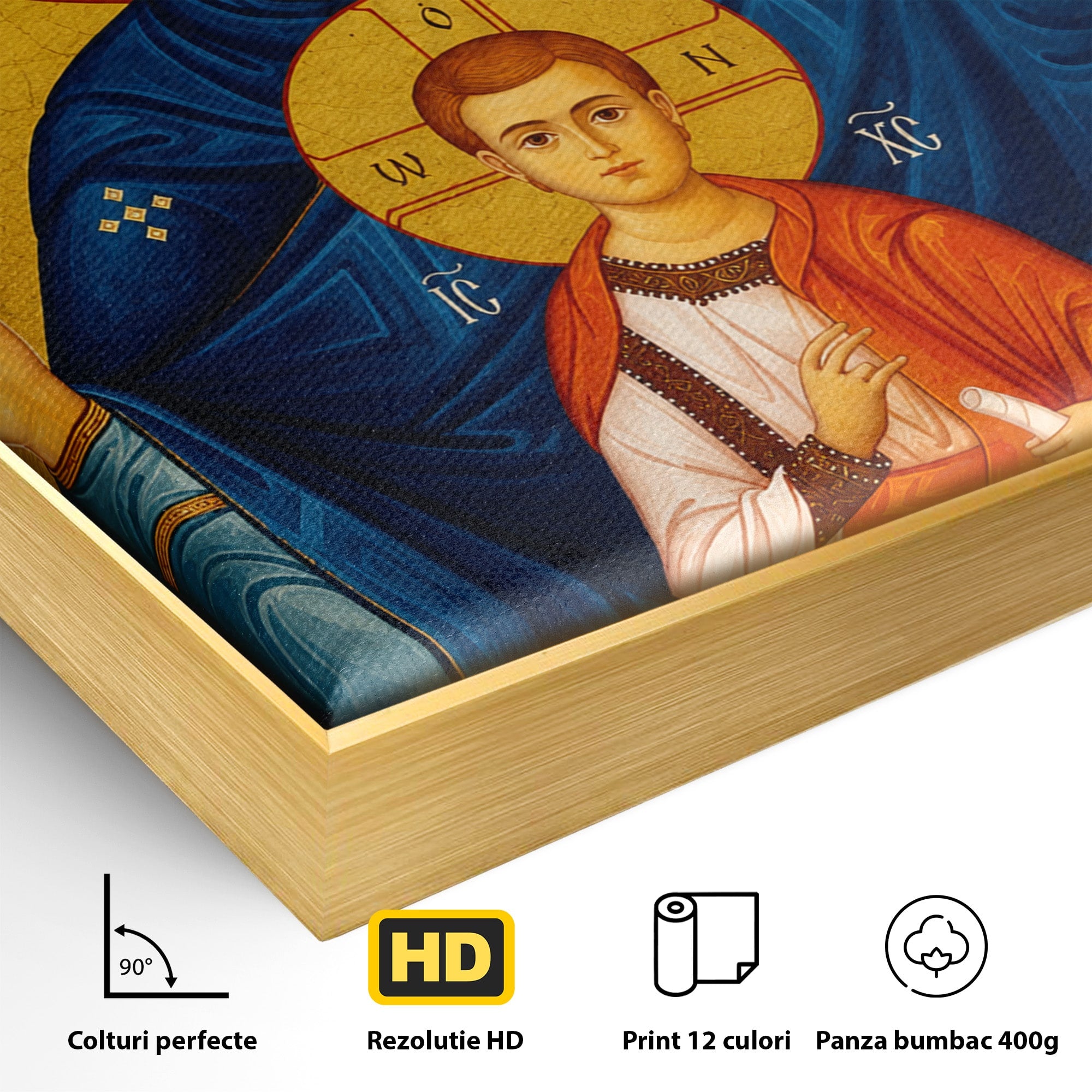 Tablou Canvas Premium LuxCanva® H1066, Maica Domnului a Semnului, Icoana, Religie, Spiritualitate, Dormitor, Birou, Culori Vibrante