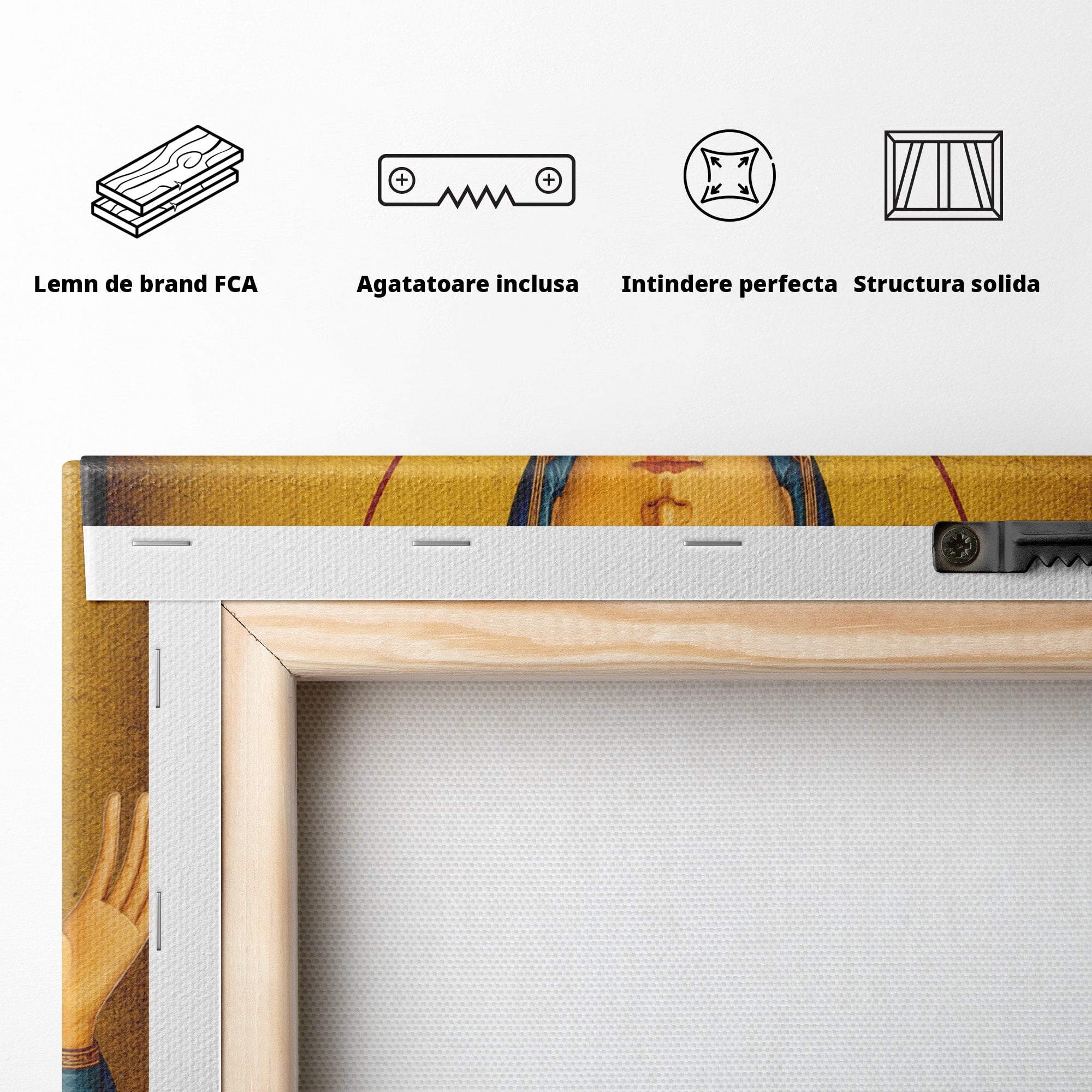 Tablou Canvas Premium LuxCanva® H1066, Maica Domnului a Semnului, Icoana, Religie, Spiritualitate, Dormitor, Birou, Culori Vibrante