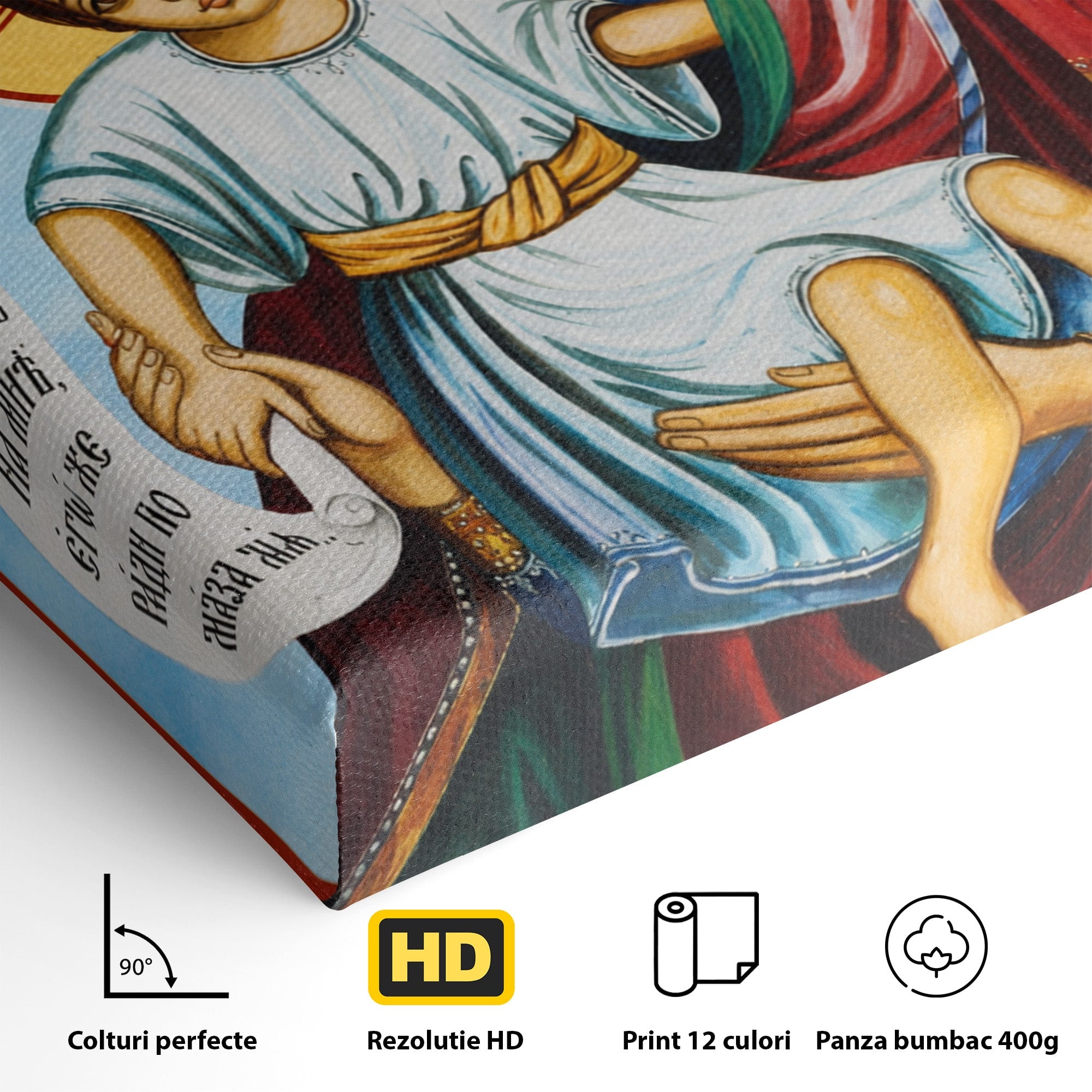 Tablou Canvas Premium LuxCanva® H1067, Maica Domnului Axionita, Icoana, Religie, Spiritualitate, Arta Sacra, Living, Dormitor, Culori Vibrante