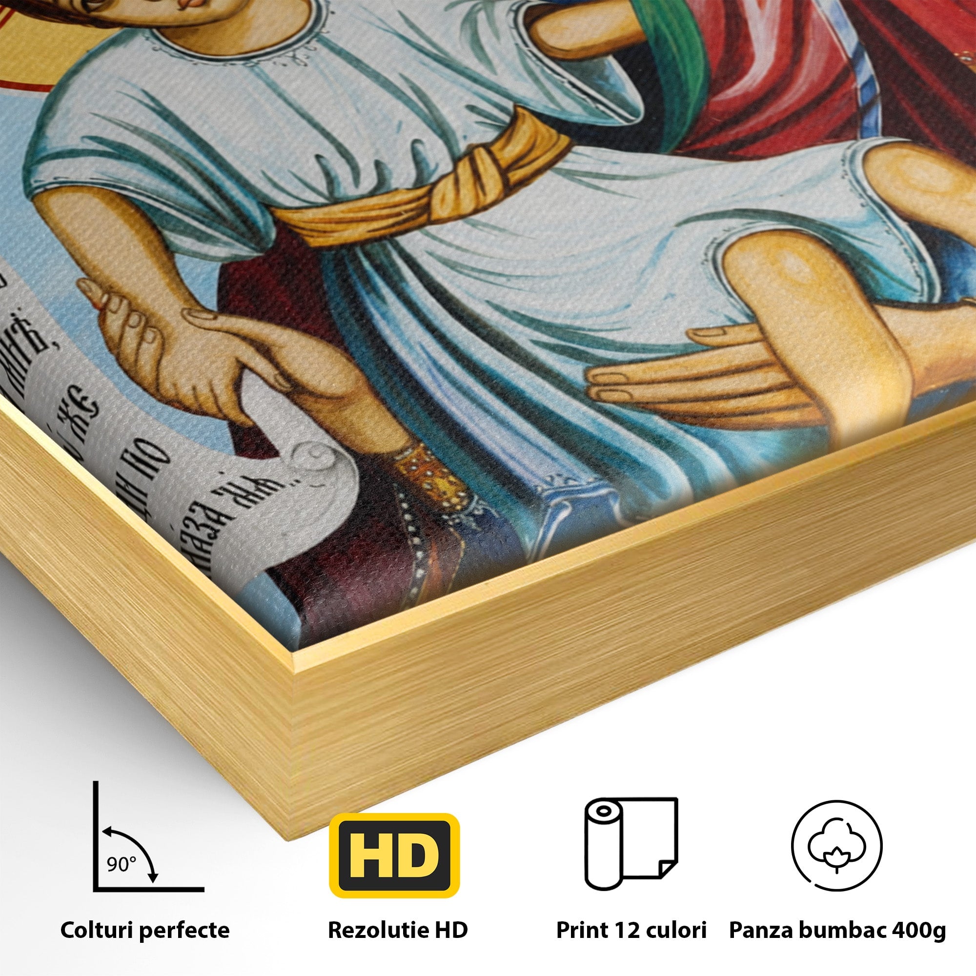 Tablou Canvas Premium LuxCanva® H1067, Maica Domnului Axionita, Icoana, Religie, Spiritualitate, Arta Sacra, Living, Dormitor, Culori Vibrante