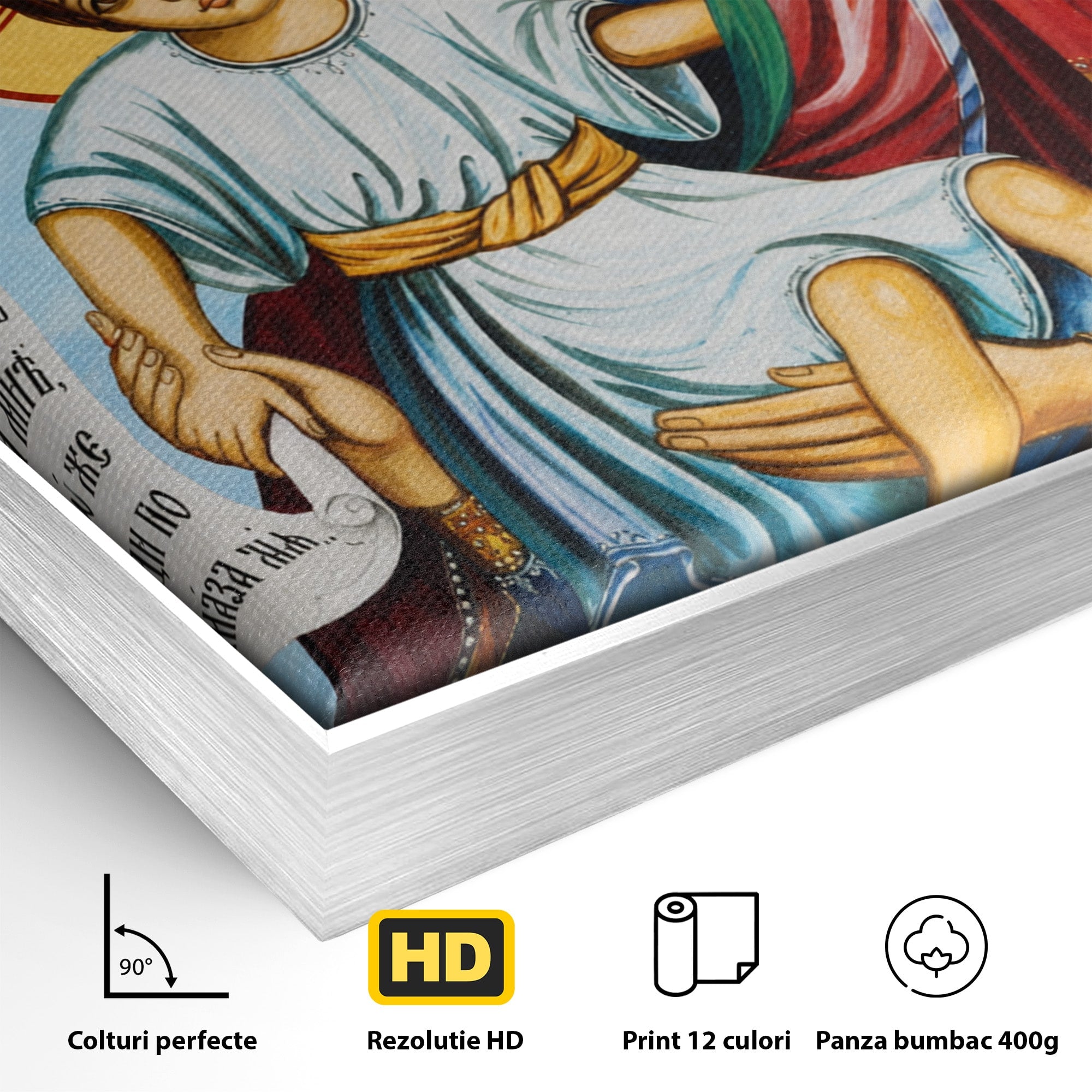 Tablou Canvas Premium LuxCanva® H1067, Maica Domnului Axionita, Icoana, Religie, Spiritualitate, Arta Sacra, Living, Dormitor, Culori Vibrante