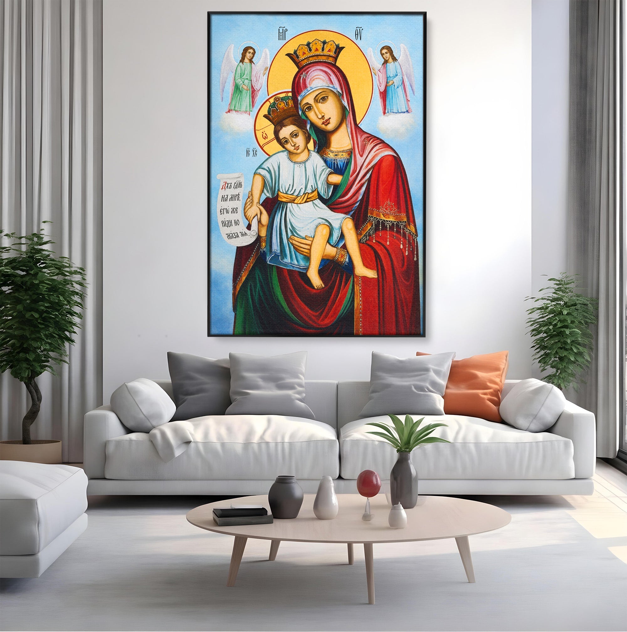 Tablou Canvas Premium LuxCanva® H1067, Maica Domnului Axionita, Icoana, Religie, Spiritualitate, Arta Sacra, Living, Dormitor, Culori Vibrante
