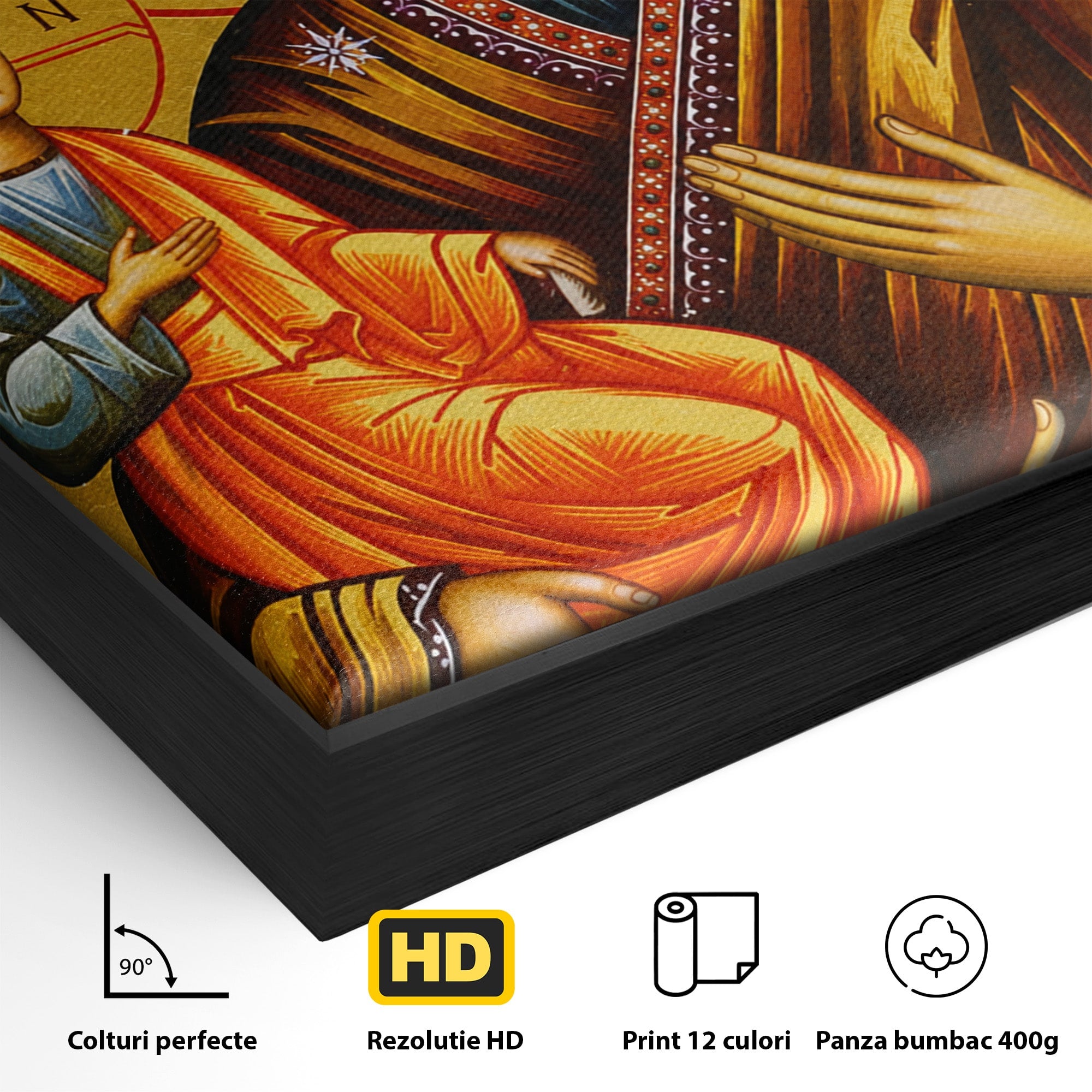 Tablou Canvas Premium LuxCanva® H1069, Icoana Maicii Domnului cu Trei Maini, Icoana, Religie, Spiritualitate, Arta Sacra, Dormitor, Birou, Culori Vibrante