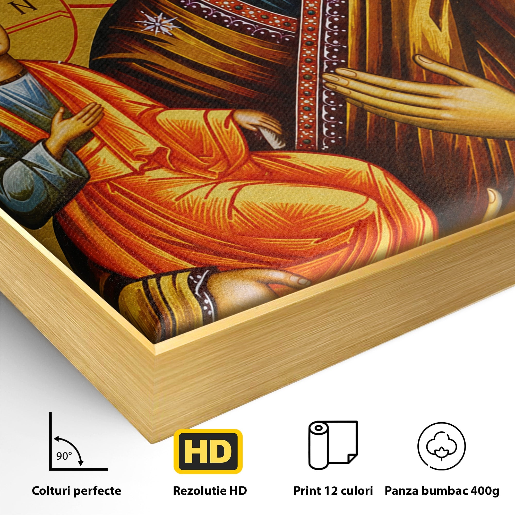 Tablou Canvas Premium LuxCanva® H1069, Icoana Maicii Domnului cu Trei Maini, Icoana, Religie, Spiritualitate, Arta Sacra, Dormitor, Birou, Culori Vibrante