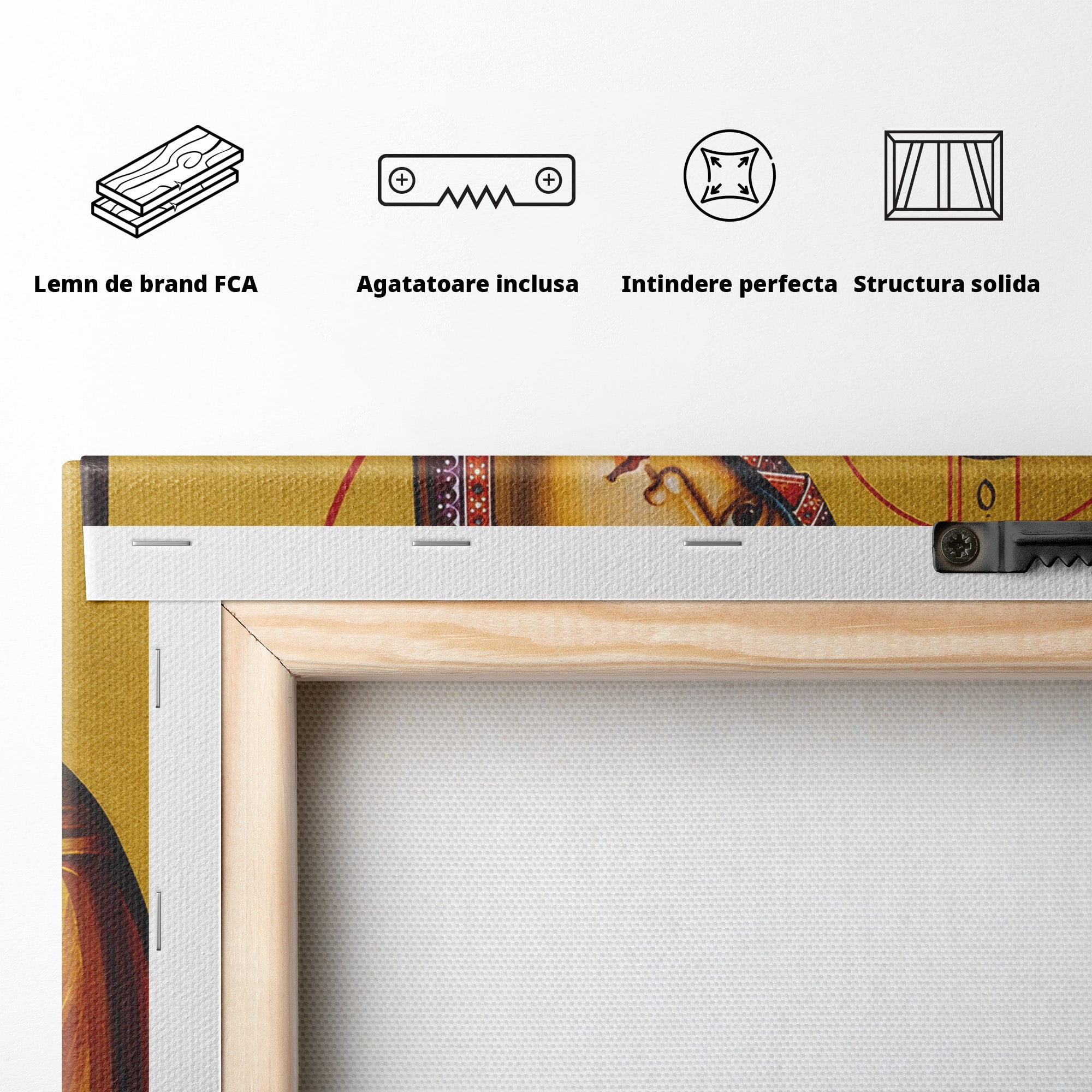 Tablou Canvas Premium LuxCanva® H1069, Icoana Maicii Domnului cu Trei Maini, Icoana, Religie, Spiritualitate, Arta Sacra, Dormitor, Birou, Culori Vibrante