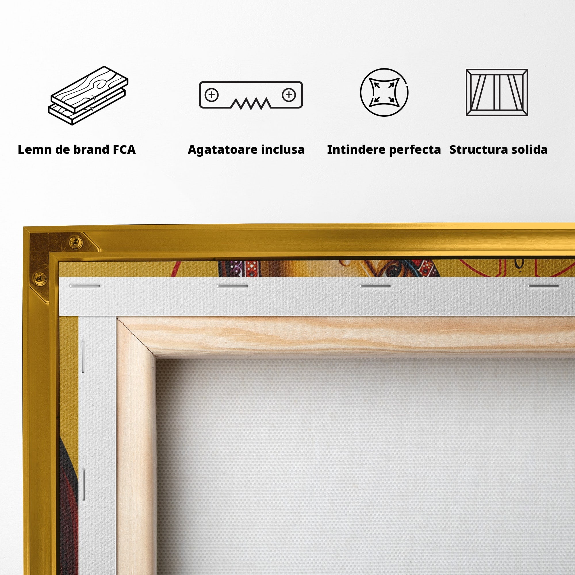 Tablou Canvas Premium LuxCanva® H1069, Icoana Maicii Domnului cu Trei Maini, Icoana, Religie, Spiritualitate, Arta Sacra, Dormitor, Birou, Culori Vibrante