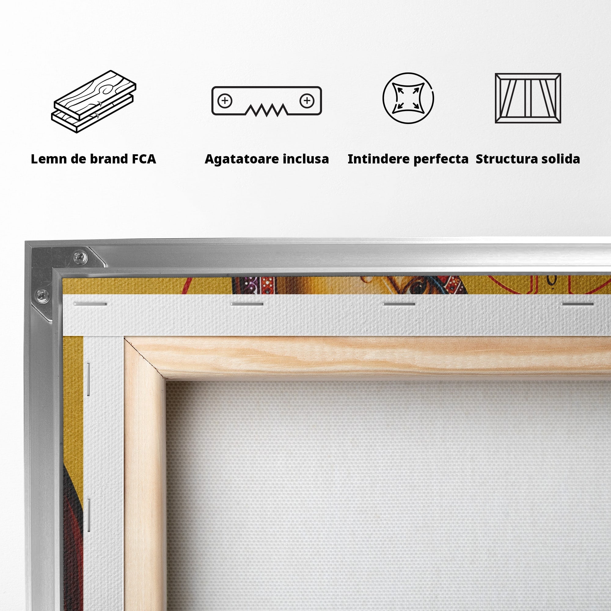 Tablou Canvas Premium LuxCanva® H1069, Icoana Maicii Domnului cu Trei Maini, Icoana, Religie, Spiritualitate, Arta Sacra, Dormitor, Birou, Culori Vibrante