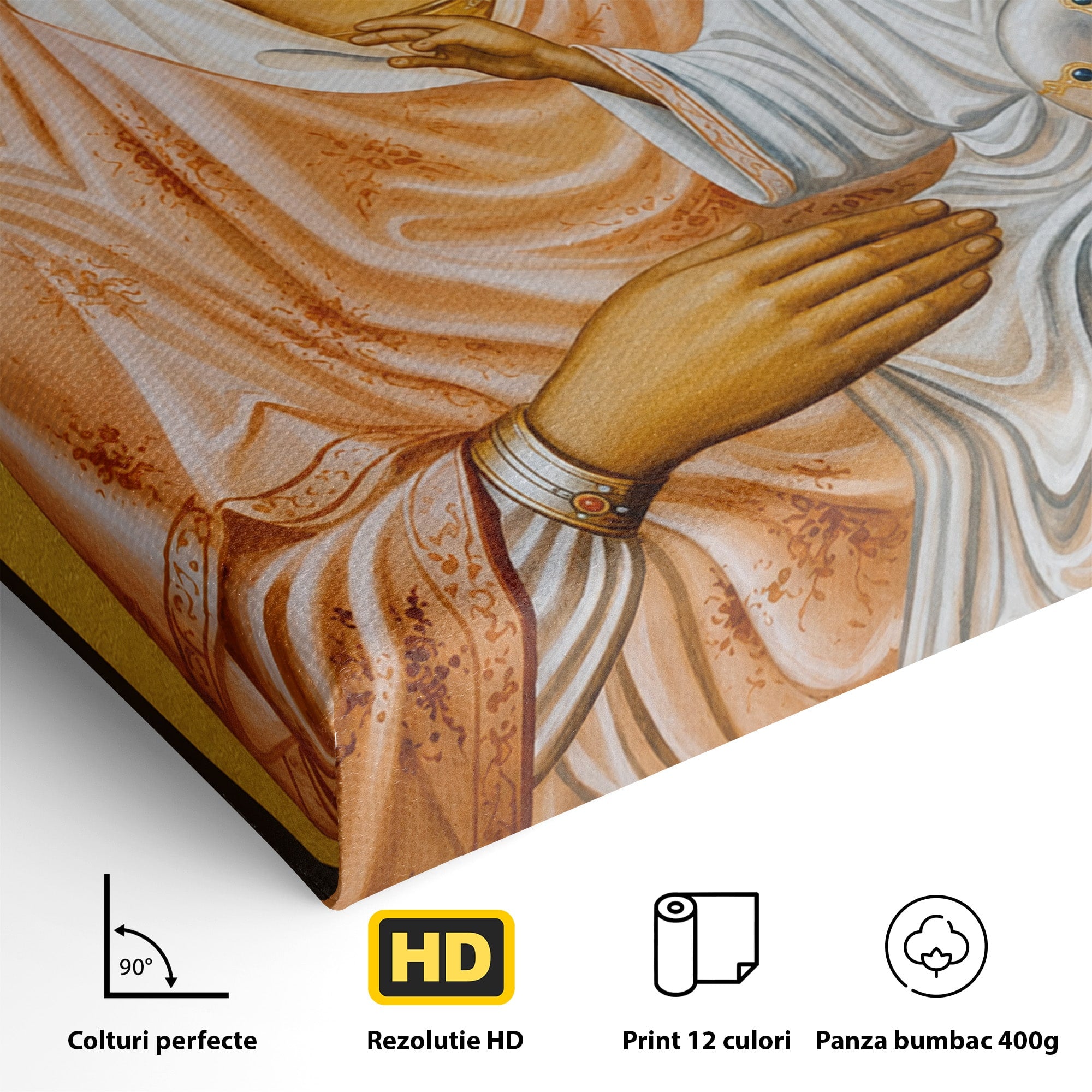 Tablou Canvas Premium LuxCanva® H1070, Icoana Maicii Domnului din Ierusalim, Icoana, Religie, Spiritualitate, Dormitor, Birou, Culori Vibrante