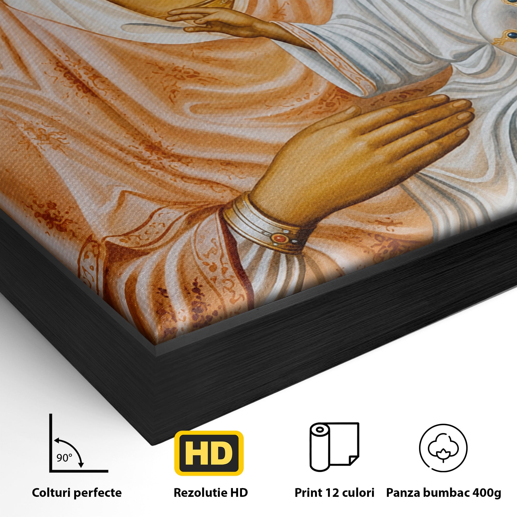 Tablou Canvas Premium LuxCanva® H1070, Icoana Maicii Domnului din Ierusalim, Icoana, Religie, Spiritualitate, Dormitor, Birou, Culori Vibrante