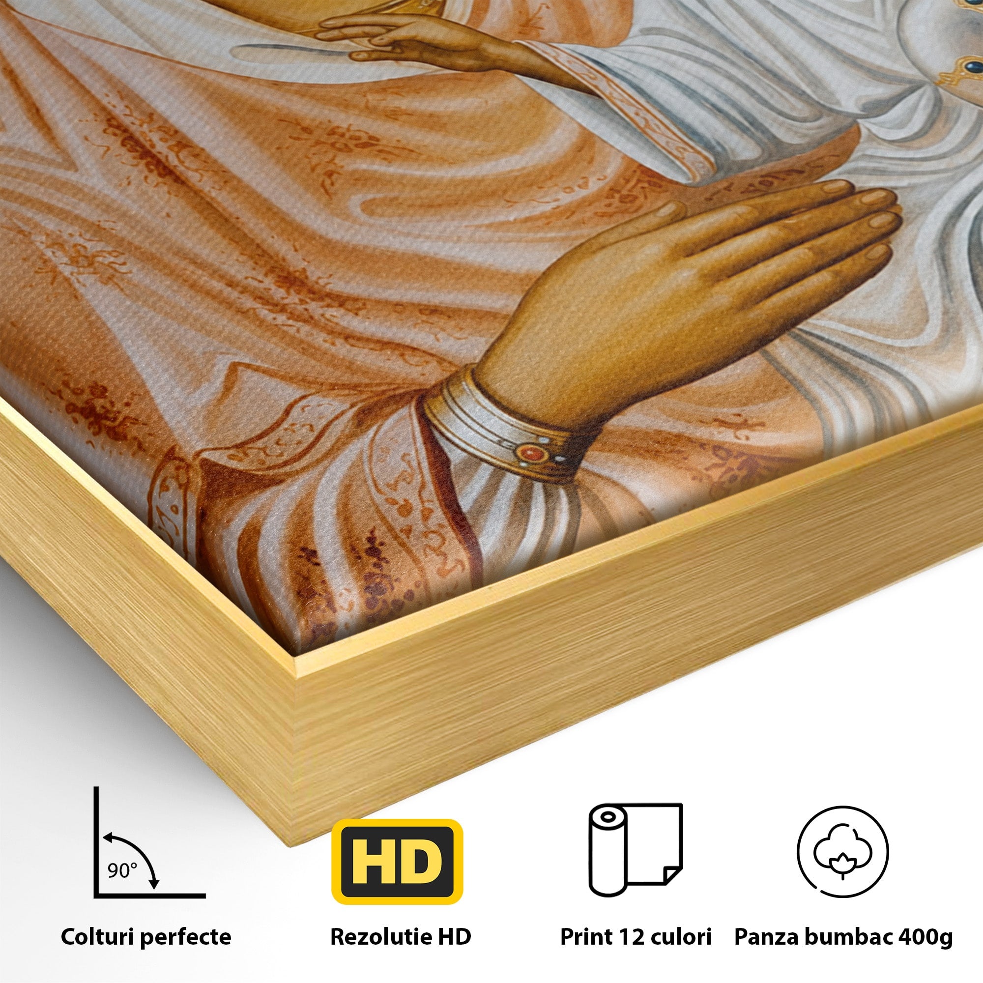 Tablou Canvas Premium LuxCanva® H1070, Icoana Maicii Domnului din Ierusalim, Icoana, Religie, Spiritualitate, Dormitor, Birou, Culori Vibrante