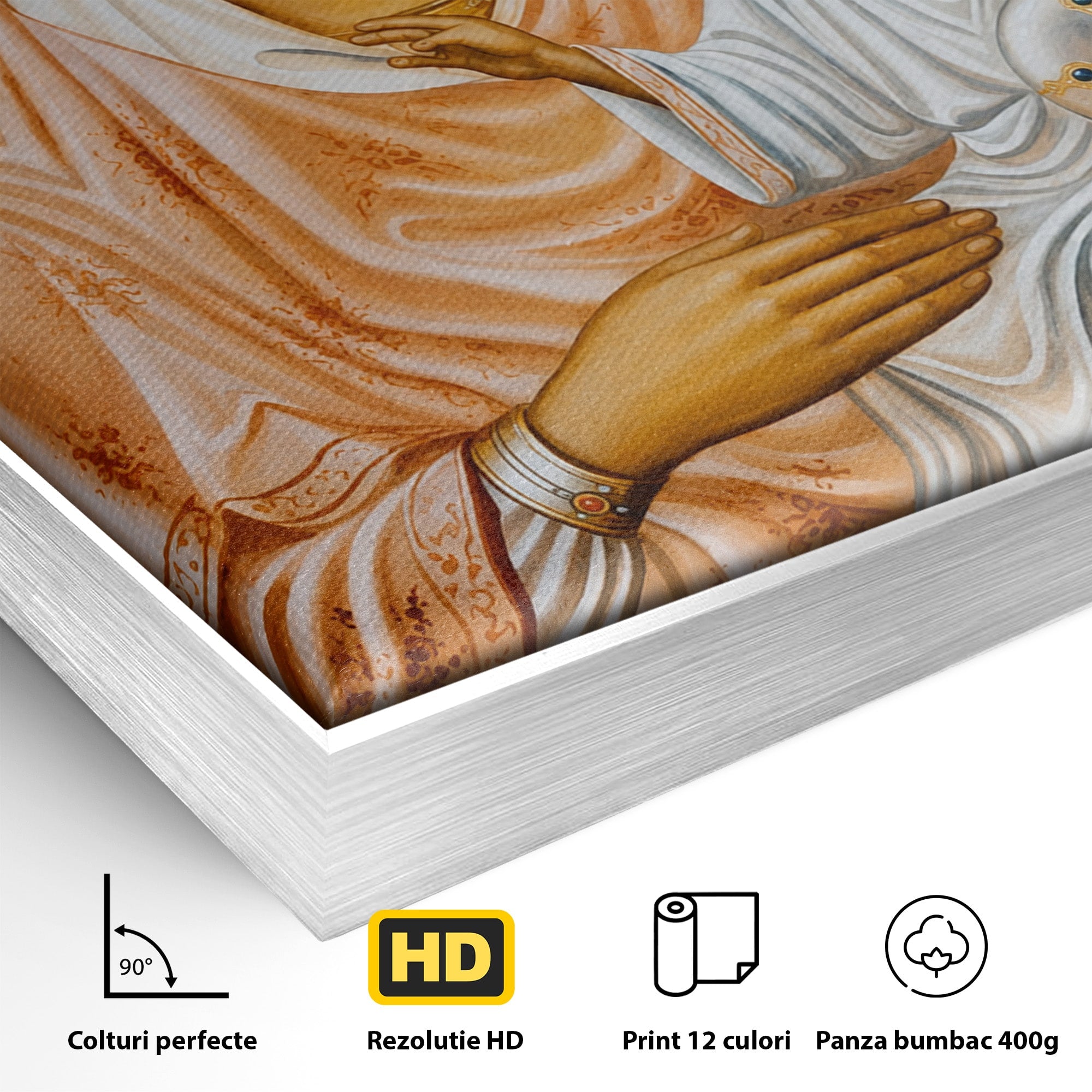 Tablou Canvas Premium LuxCanva® H1070, Icoana Maicii Domnului din Ierusalim, Icoana, Religie, Spiritualitate, Dormitor, Birou, Culori Vibrante