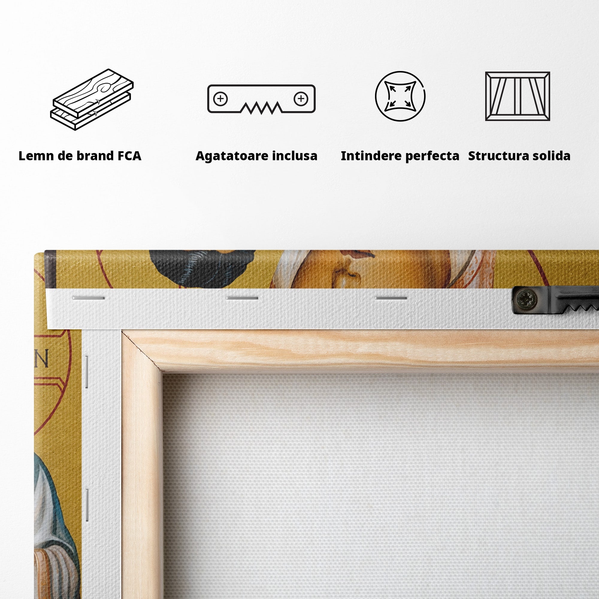 Tablou Canvas Premium LuxCanva® H1070, Icoana Maicii Domnului din Ierusalim, Icoana, Religie, Spiritualitate, Dormitor, Birou, Culori Vibrante