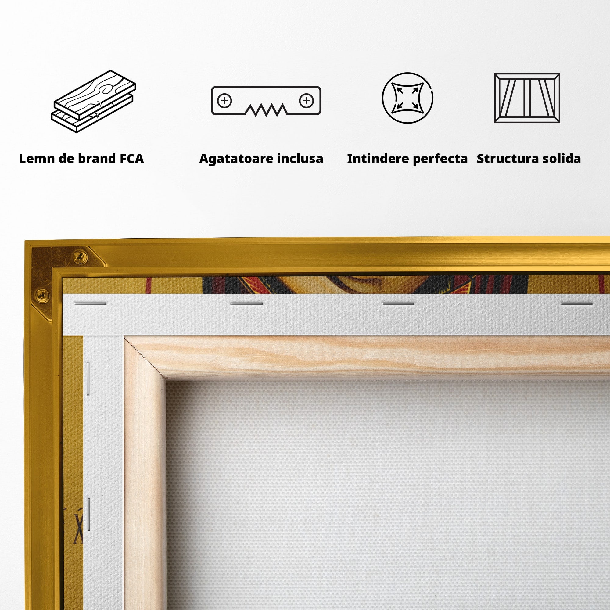 Tablou Canvas Premium LuxCanva® H1071, Icoana Maicii Domnului din Kazan, Religie, Icoana, Bizantin, Arta Sacra, Dormitor, Hol, Culori Vibrante