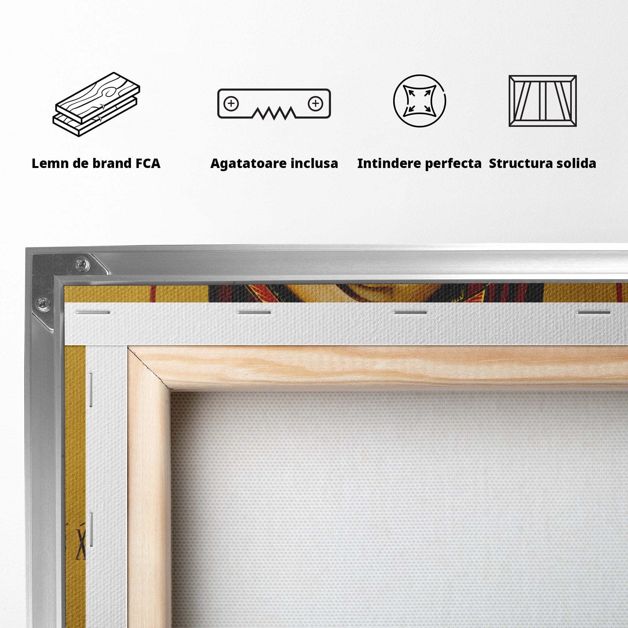 Tablou Canvas Premium LuxCanva® H1071, Icoana Maicii Domnului din Kazan, Religie, Icoana, Bizantin, Arta Sacra, Dormitor, Hol, Culori Vibrante
