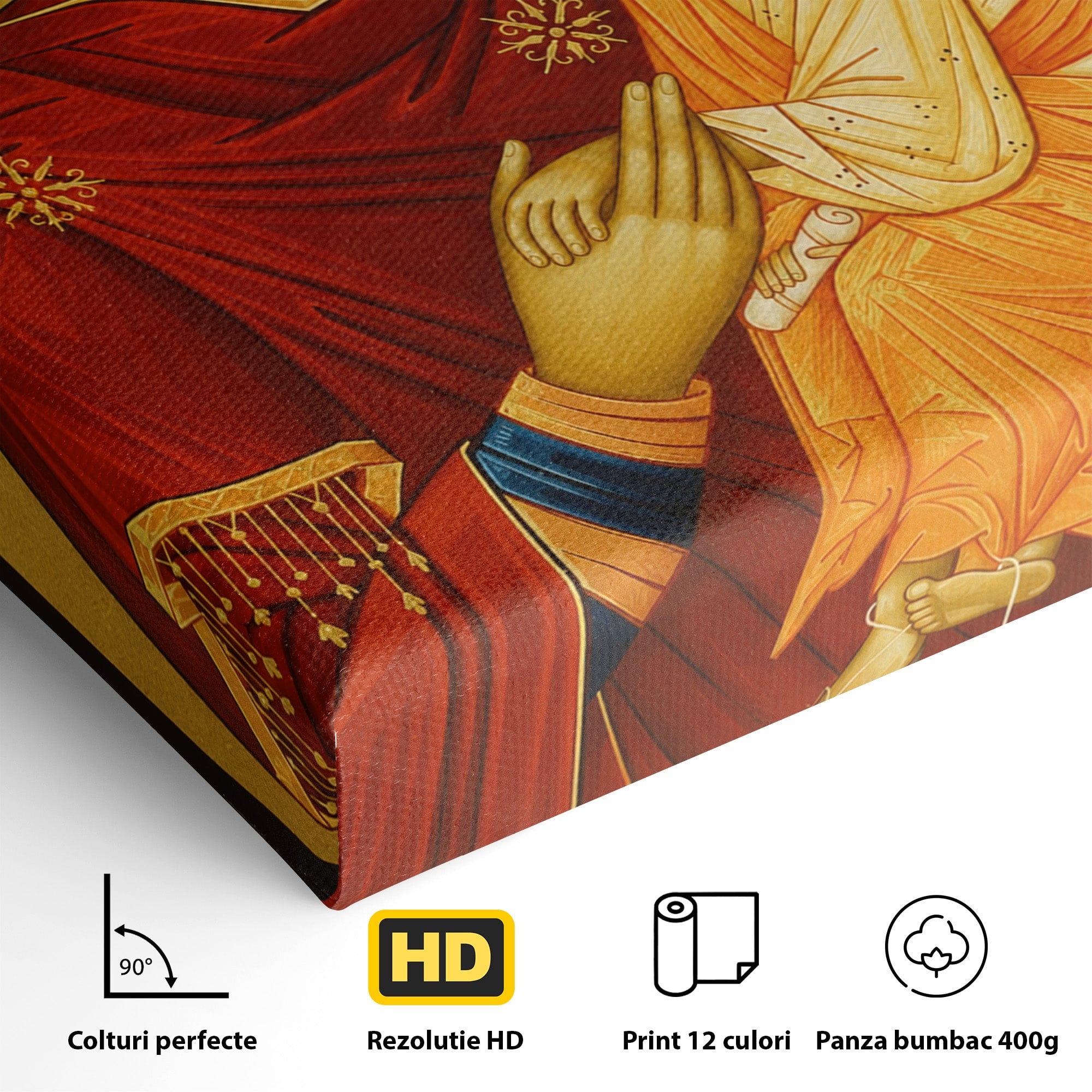 Tablou Canvas Premium LuxCanva® H1072, Icoana Maicii Domnului Dulcea Sarutare, Icoana, Religie, Spiritualitate, Traditie, Dormitor, Birou, Culori Vibrante