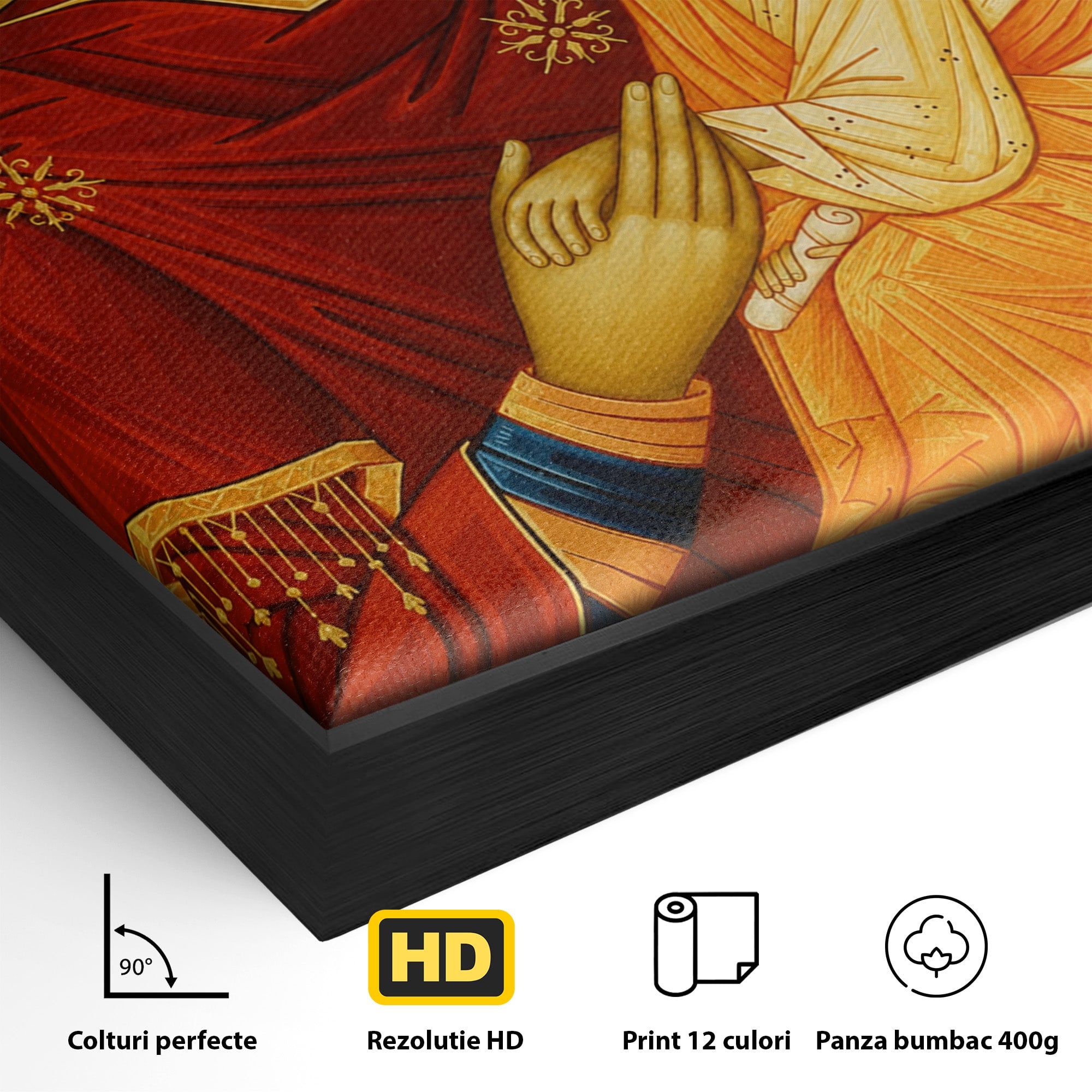 Tablou Canvas Premium LuxCanva® H1072, Icoana Maicii Domnului Dulcea Sarutare, Icoana, Religie, Spiritualitate, Traditie, Dormitor, Birou, Culori Vibrante