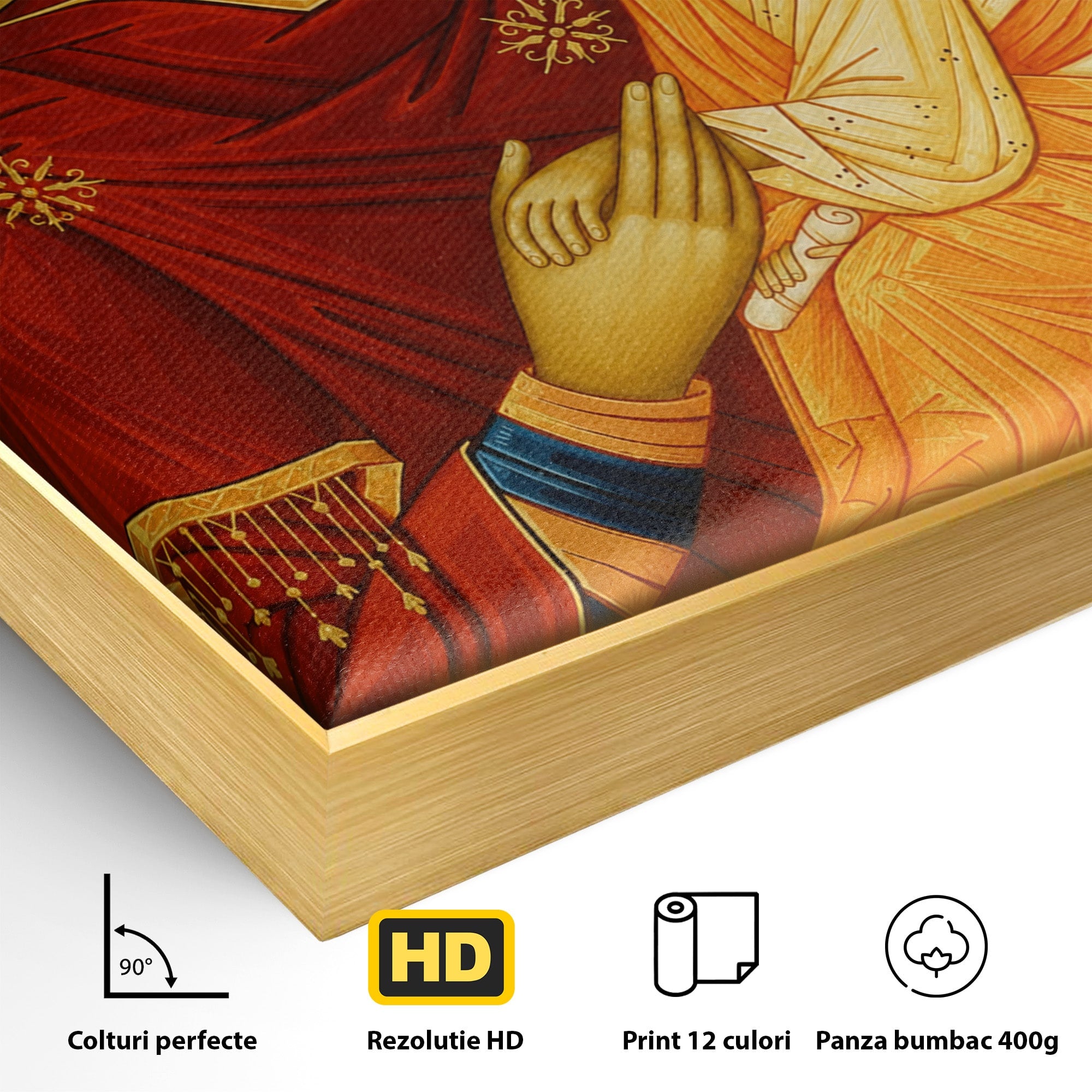 Tablou Canvas Premium LuxCanva® H1072, Icoana Maicii Domnului Dulcea Sarutare, Icoana, Religie, Spiritualitate, Traditie, Dormitor, Birou, Culori Vibrante