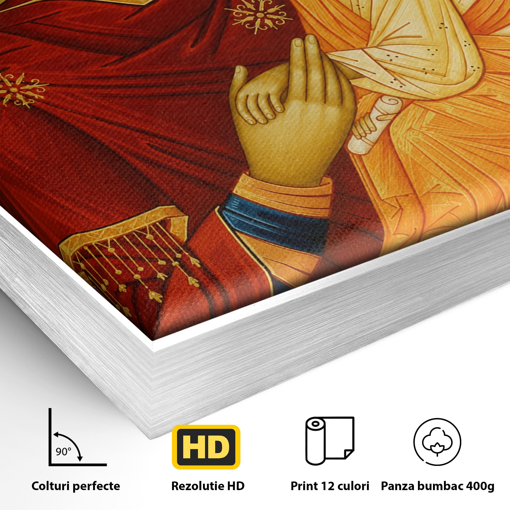 Tablou Canvas Premium LuxCanva® H1072, Icoana Maicii Domnului Dulcea Sarutare, Icoana, Religie, Spiritualitate, Traditie, Dormitor, Birou, Culori Vibrante