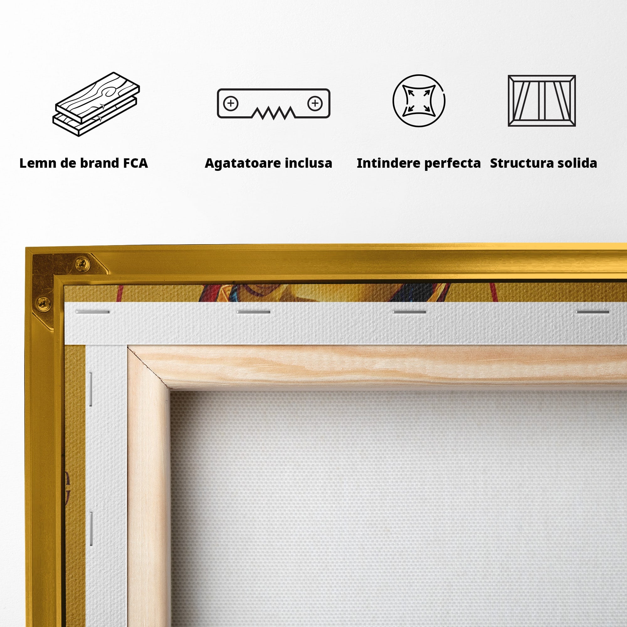 Tablou Canvas Premium LuxCanva® H1072, Icoana Maicii Domnului Dulcea Sarutare, Icoana, Religie, Spiritualitate, Traditie, Dormitor, Birou, Culori Vibrante