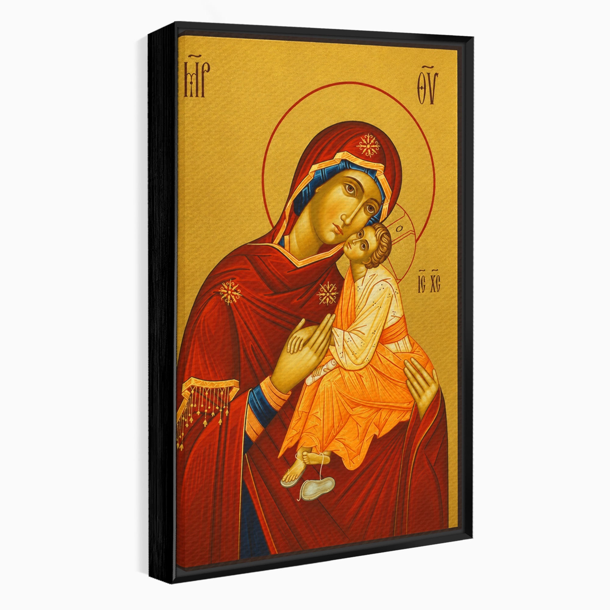 Tablou Canvas Premium LuxCanva® H1072, Icoana Maicii Domnului Dulcea Sarutare, Icoana, Religie, Spiritualitate, Traditie, Dormitor, Birou, Culori Vibrante