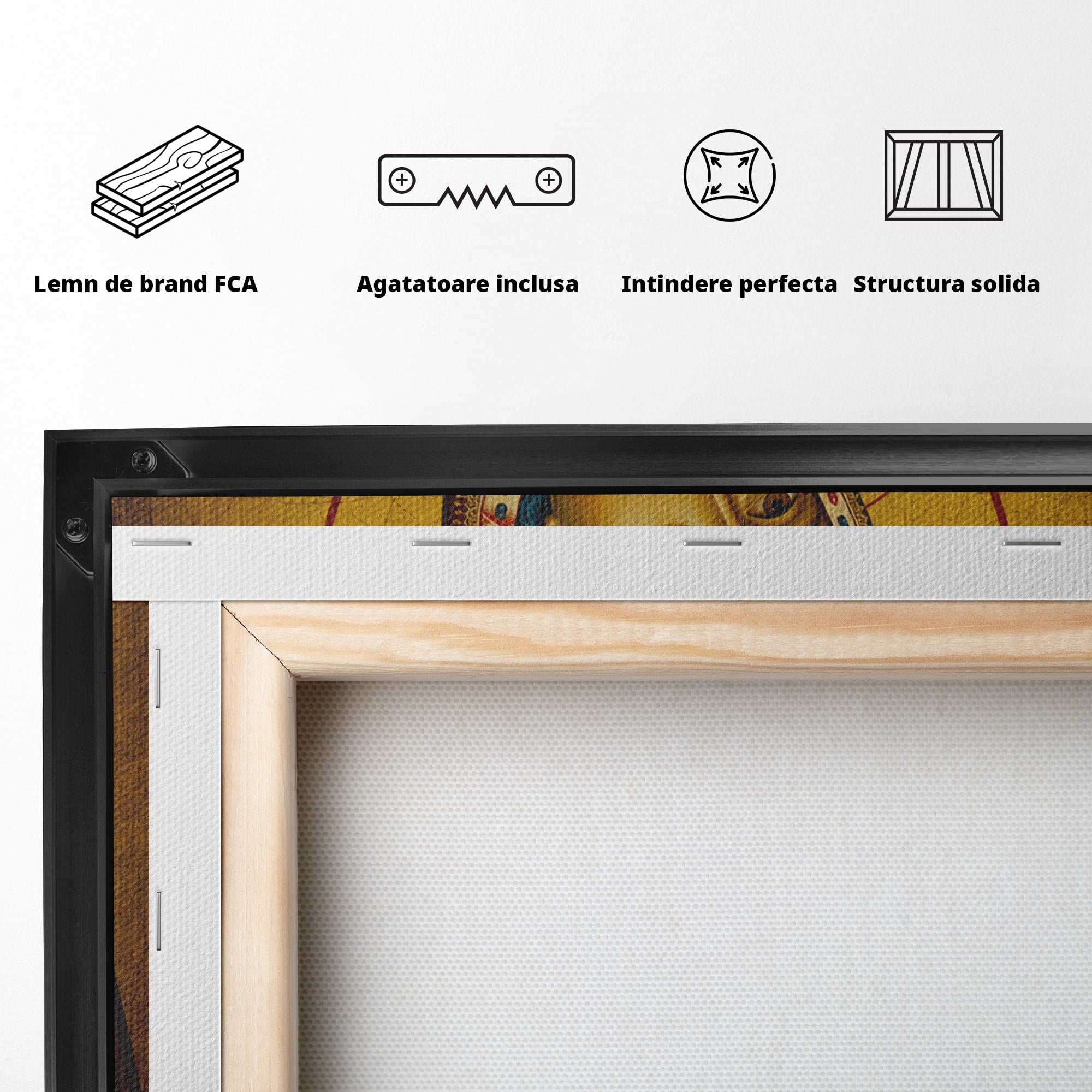 Tablou Canvas Premium LuxCanva® H1073, Maica Domnului Feodorovskaia, Icoana, Religie, Arta Sacra, Bizantin, Dormitor, Hol, Culori Vibrante