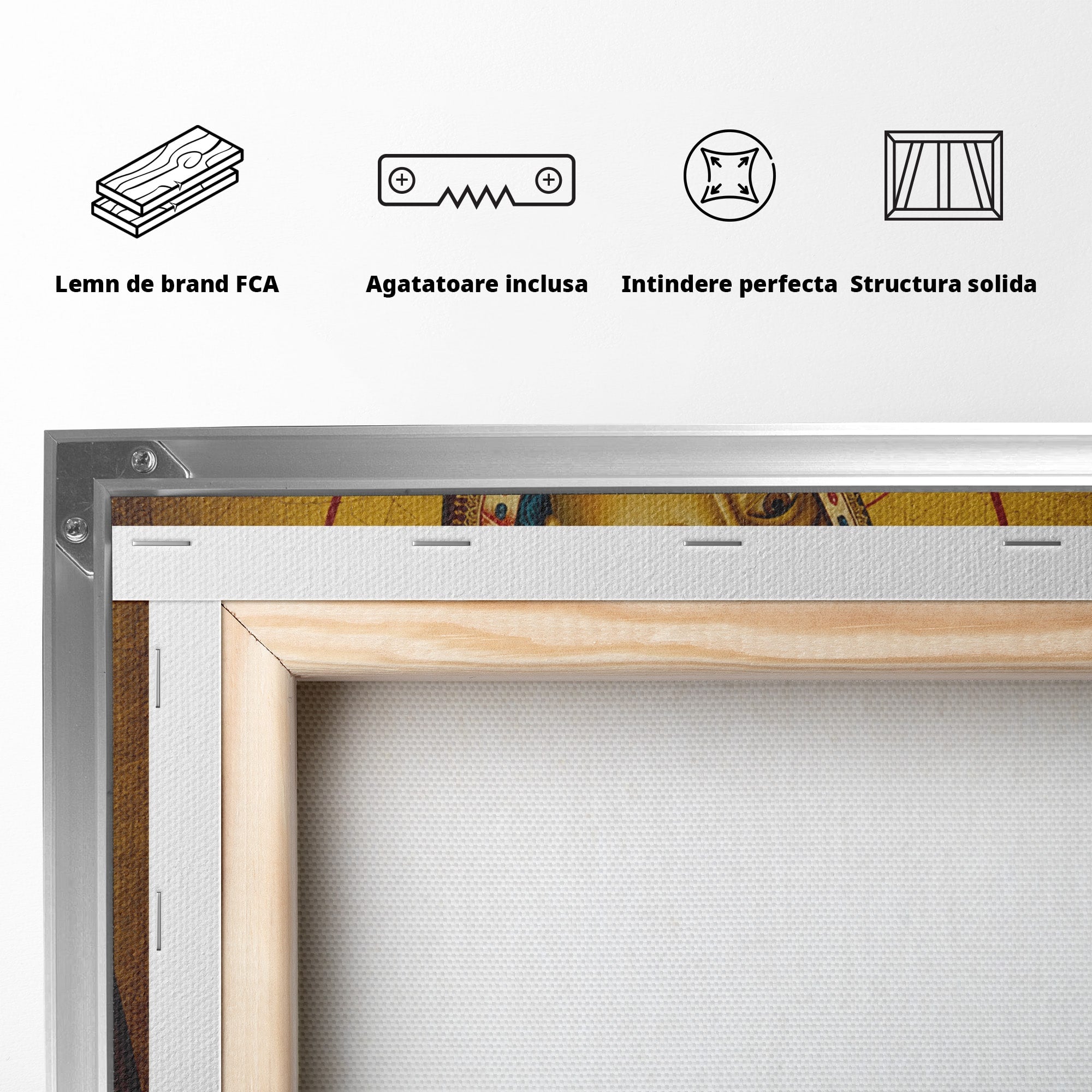 Tablou Canvas Premium LuxCanva® H1073, Maica Domnului Feodorovskaia, Icoana, Religie, Arta Sacra, Bizantin, Dormitor, Hol, Culori Vibrante