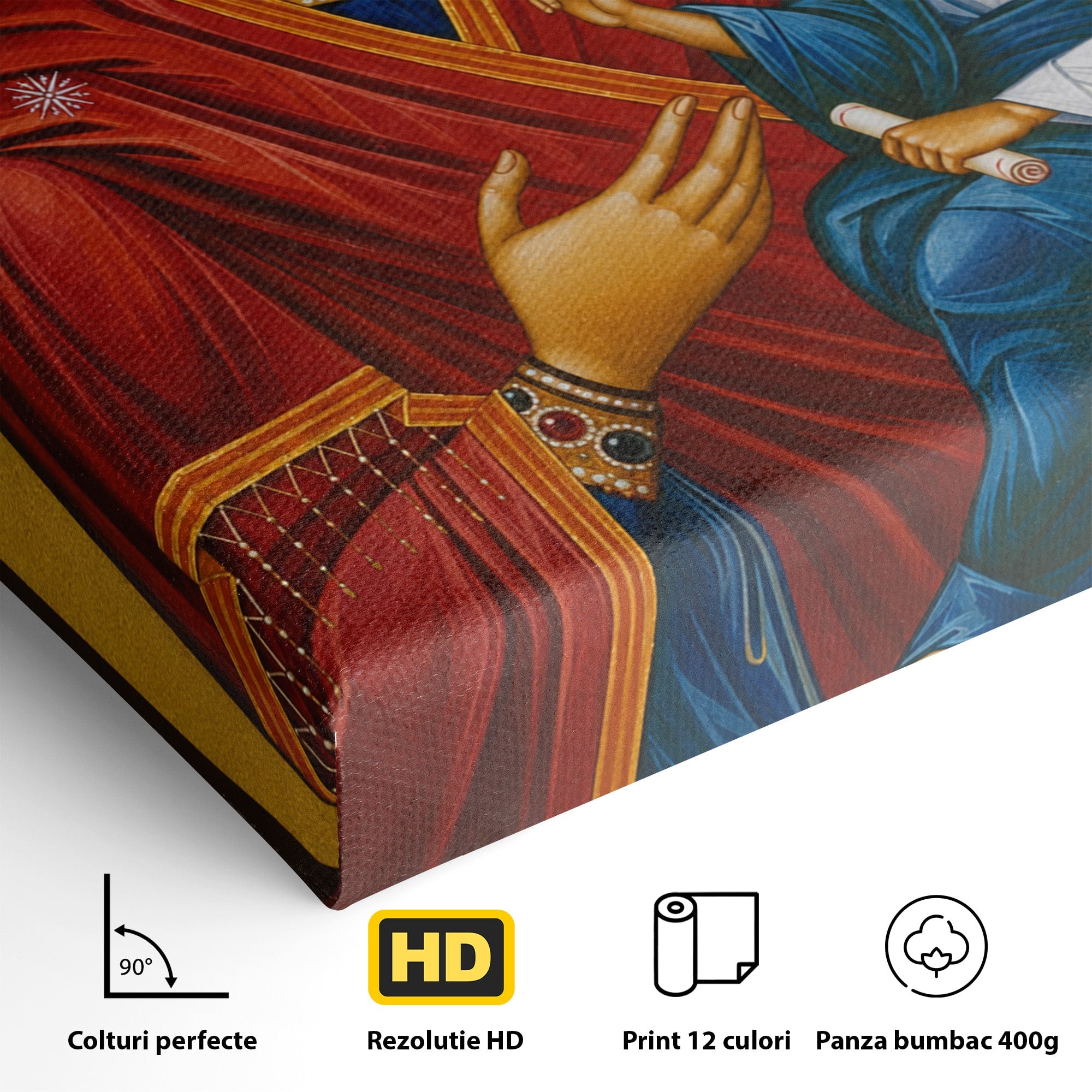 Tablou Canvas Premium LuxCanva® H1075, Maica Domnului Grabnic Ajutatoare, Icoana, Religie, Fecioara Maria, Prunc, Dormitor, Birou, Culori Vibrante