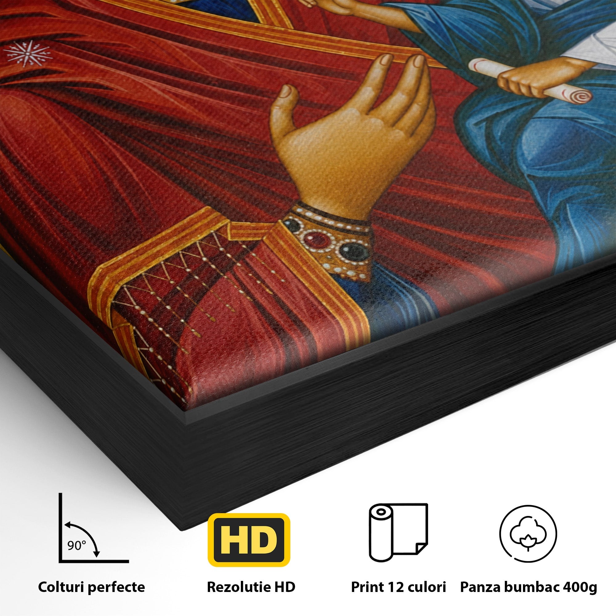 Tablou Canvas Premium LuxCanva® H1075, Maica Domnului Grabnic Ajutatoare, Icoana, Religie, Fecioara Maria, Prunc, Dormitor, Birou, Culori Vibrante