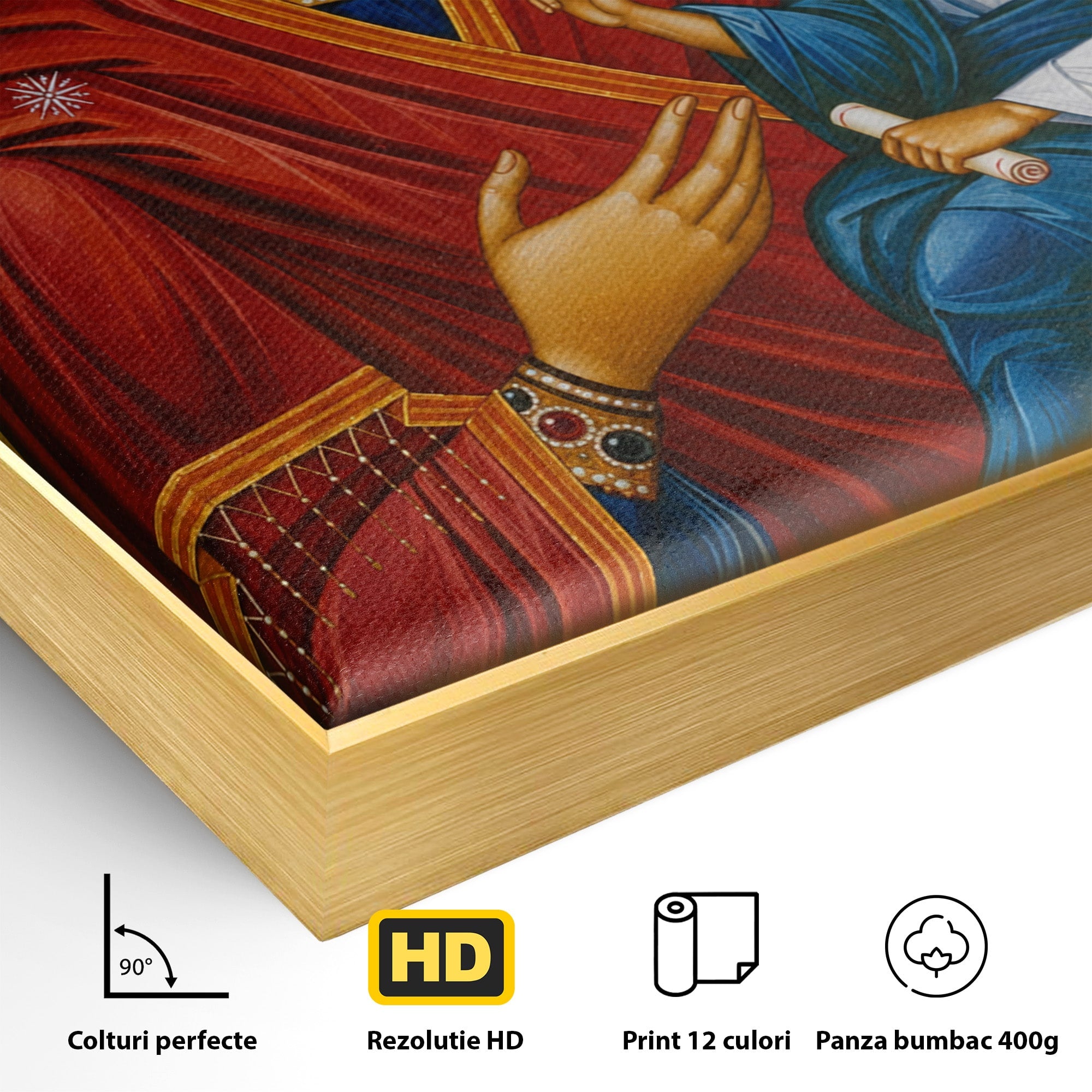 Tablou Canvas Premium LuxCanva® H1075, Maica Domnului Grabnic Ajutatoare, Icoana, Religie, Fecioara Maria, Prunc, Dormitor, Birou, Culori Vibrante