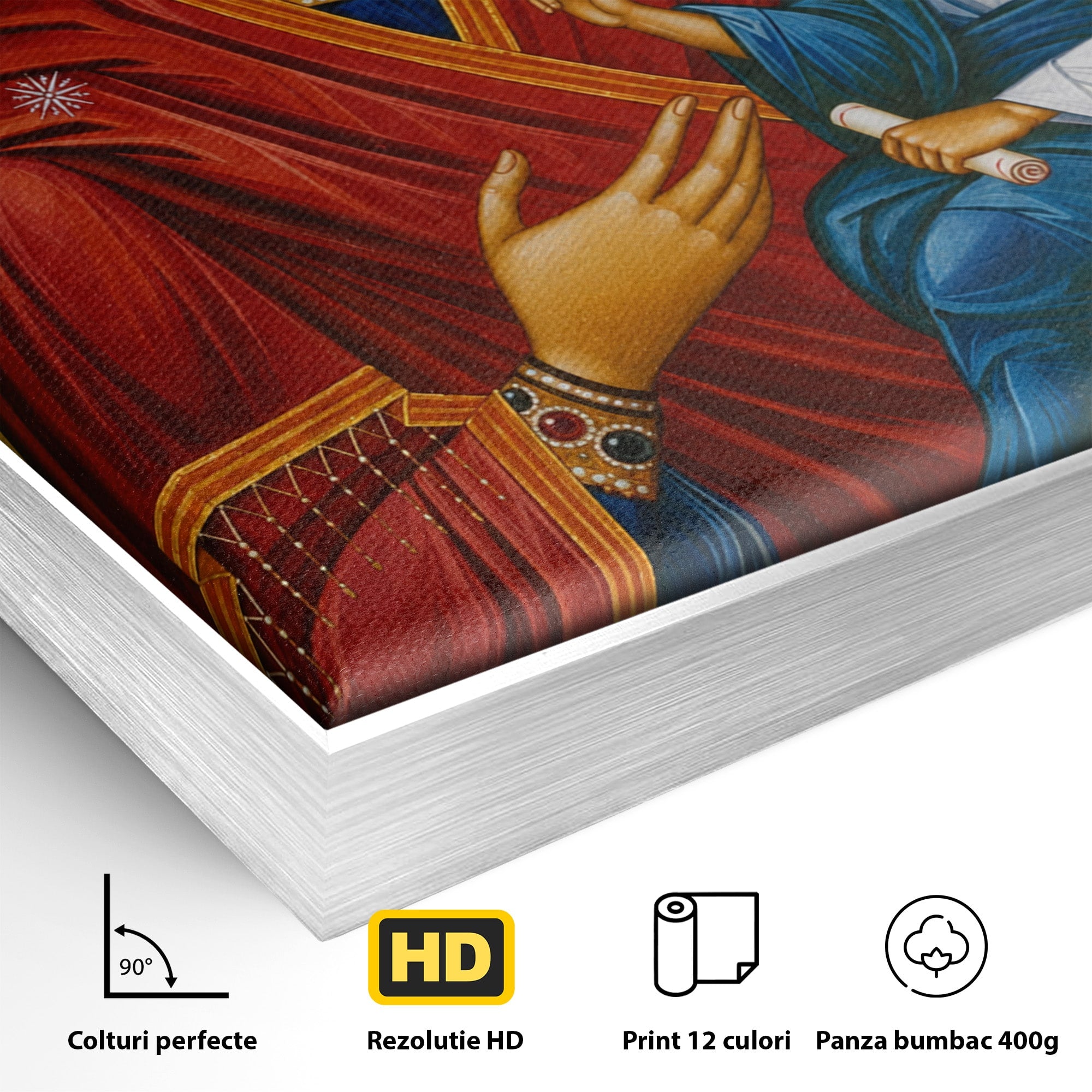 Tablou Canvas Premium LuxCanva® H1075, Maica Domnului Grabnic Ajutatoare, Icoana, Religie, Fecioara Maria, Prunc, Dormitor, Birou, Culori Vibrante