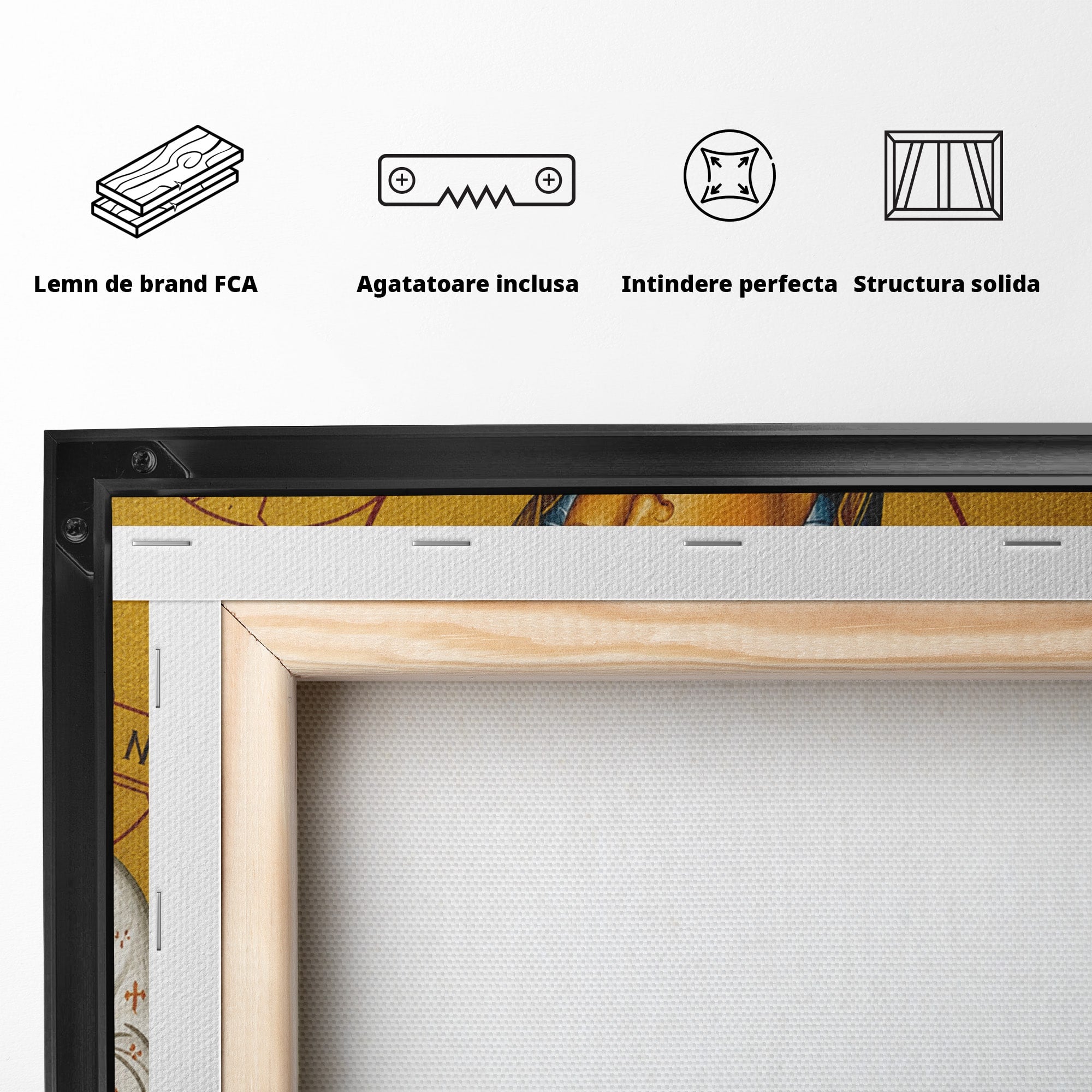 Tablou Canvas Premium LuxCanva® H1076, Maica Grabnic Ajutatoare, Icoana, Religie, Spiritualitate, Dormitor, Birou, Culori Vibrante