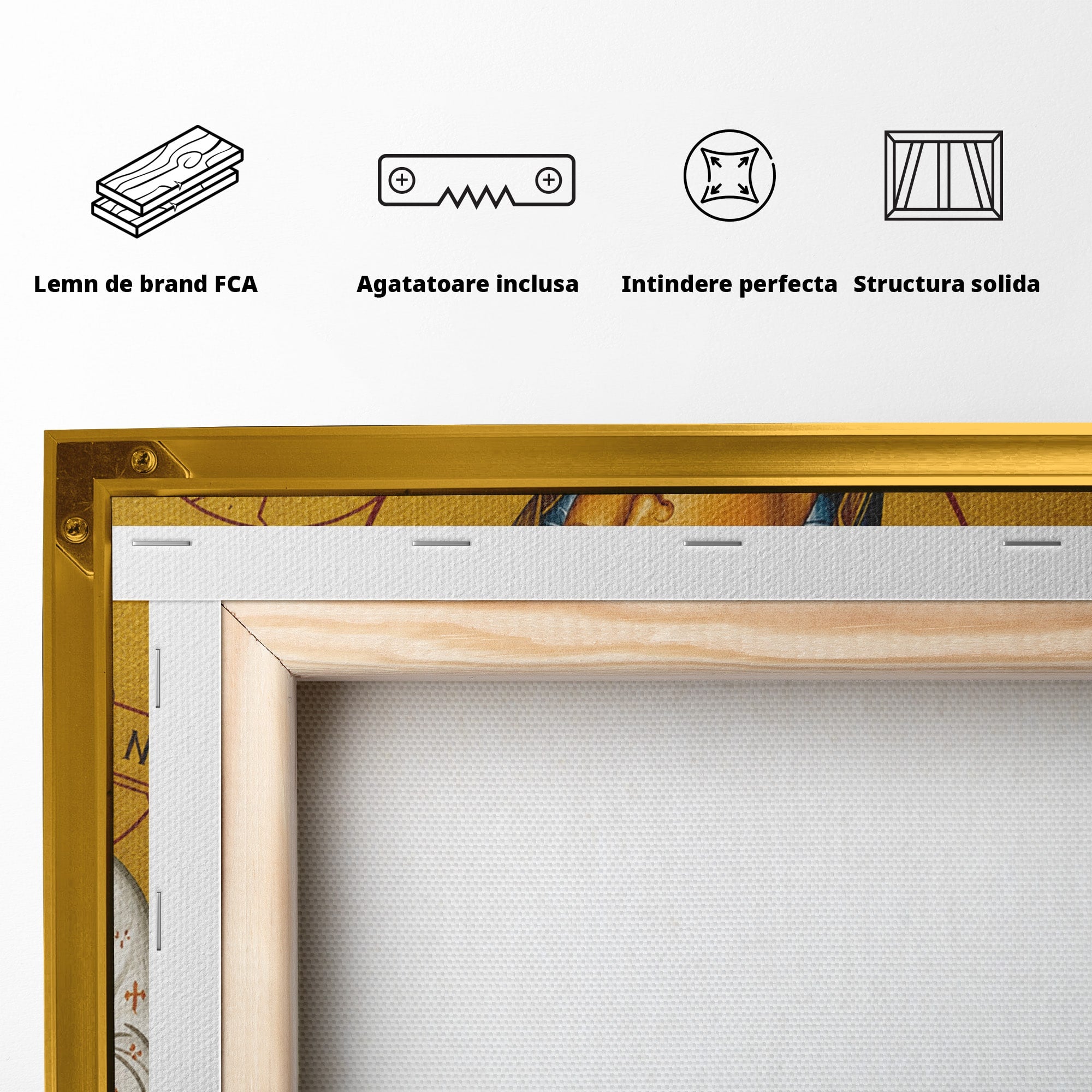 Tablou Canvas Premium LuxCanva® H1076, Maica Grabnic Ajutatoare, Icoana, Religie, Spiritualitate, Dormitor, Birou, Culori Vibrante