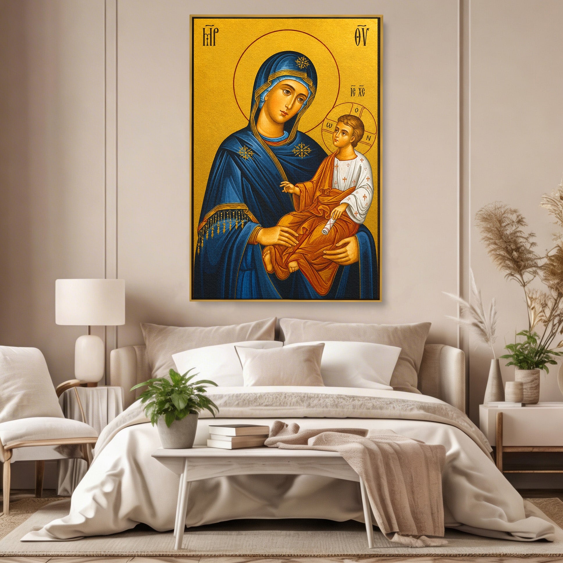Tablou Canvas Premium LuxCanva® H1076, Maica Grabnic Ajutatoare, Icoana, Religie, Spiritualitate, Dormitor, Birou, Culori Vibrante