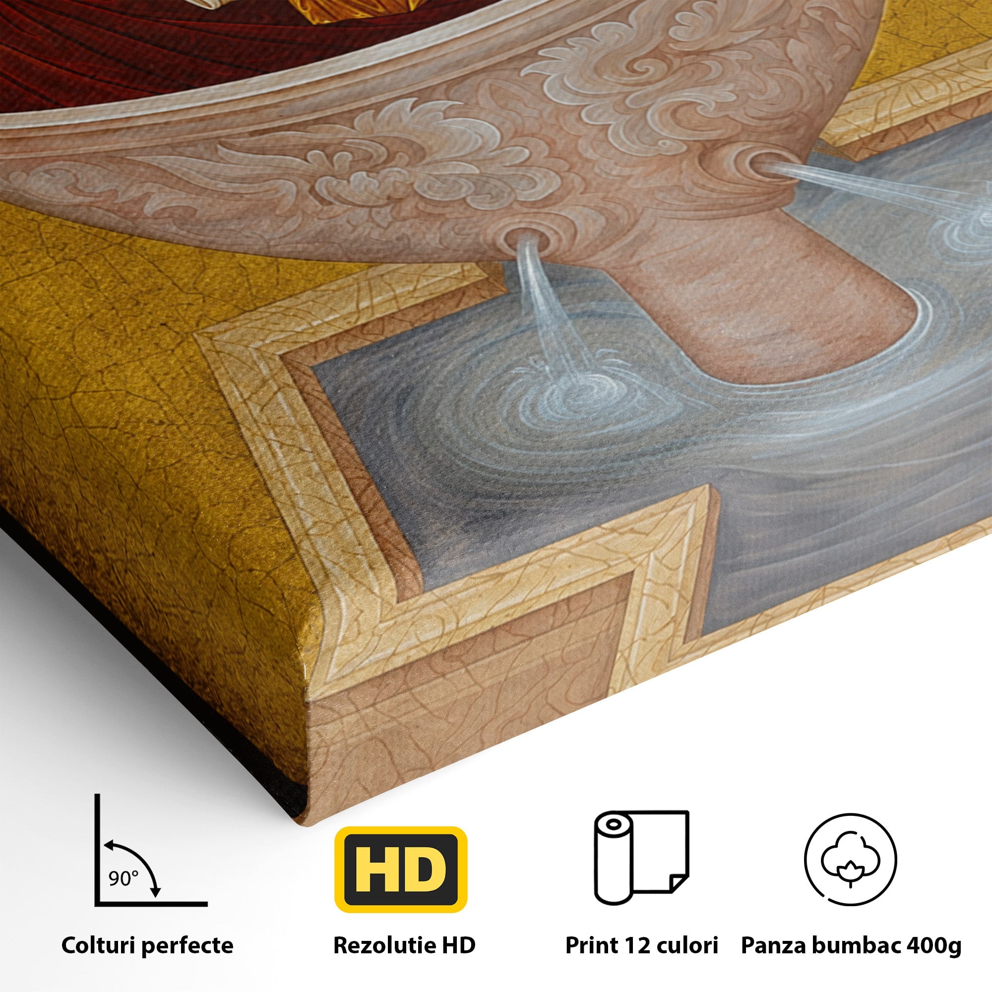 Tablou Canvas Premium LuxCanva® H1077, Icoana Maicii Domnului Izvorul Tamaduirii, Religie, Icoana, Spiritualitate, Traditie, Dormitor, Culori Vibrante