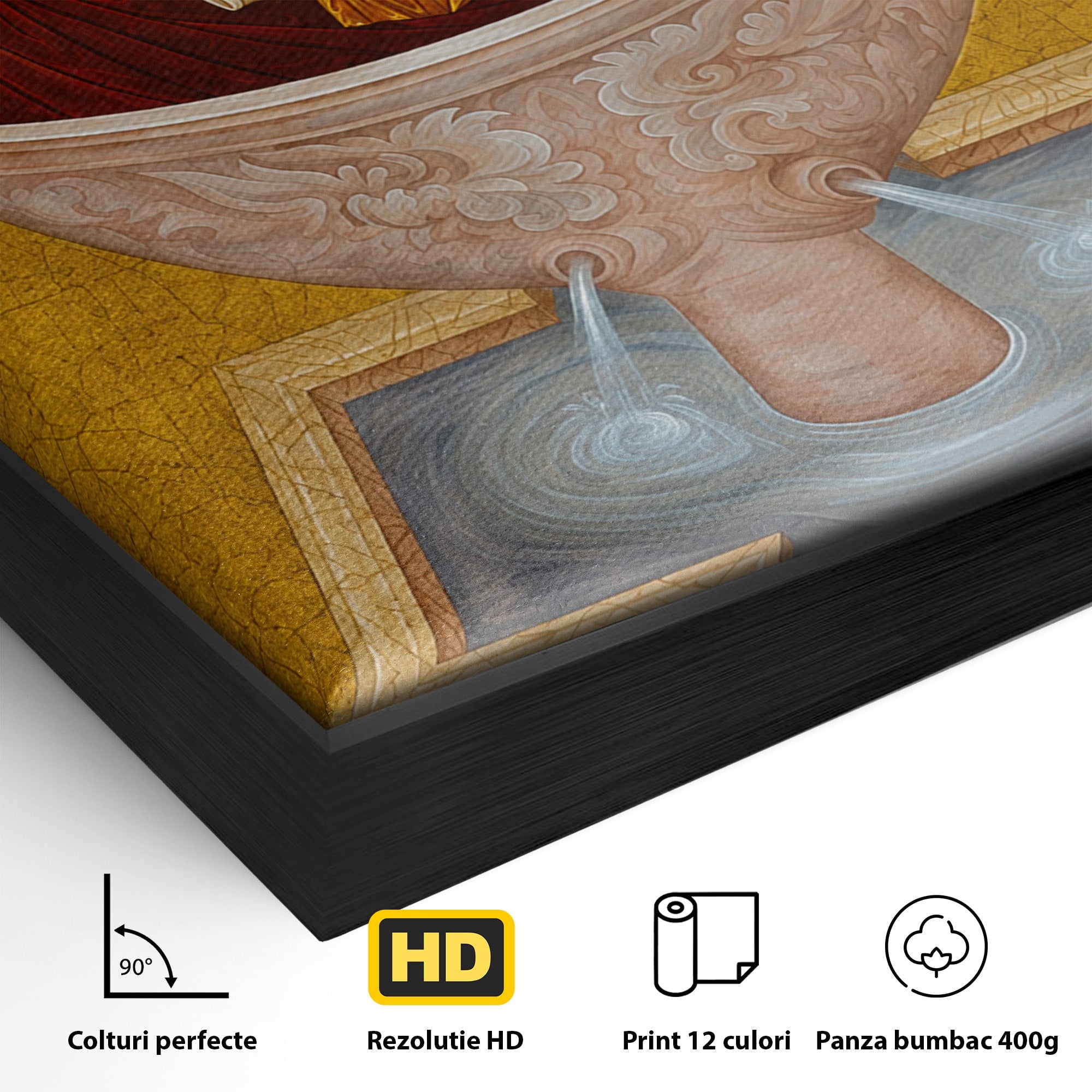 Tablou Canvas Premium LuxCanva® H1077, Icoana Maicii Domnului Izvorul Tamaduirii, Religie, Icoana, Spiritualitate, Traditie, Dormitor, Culori Vibrante