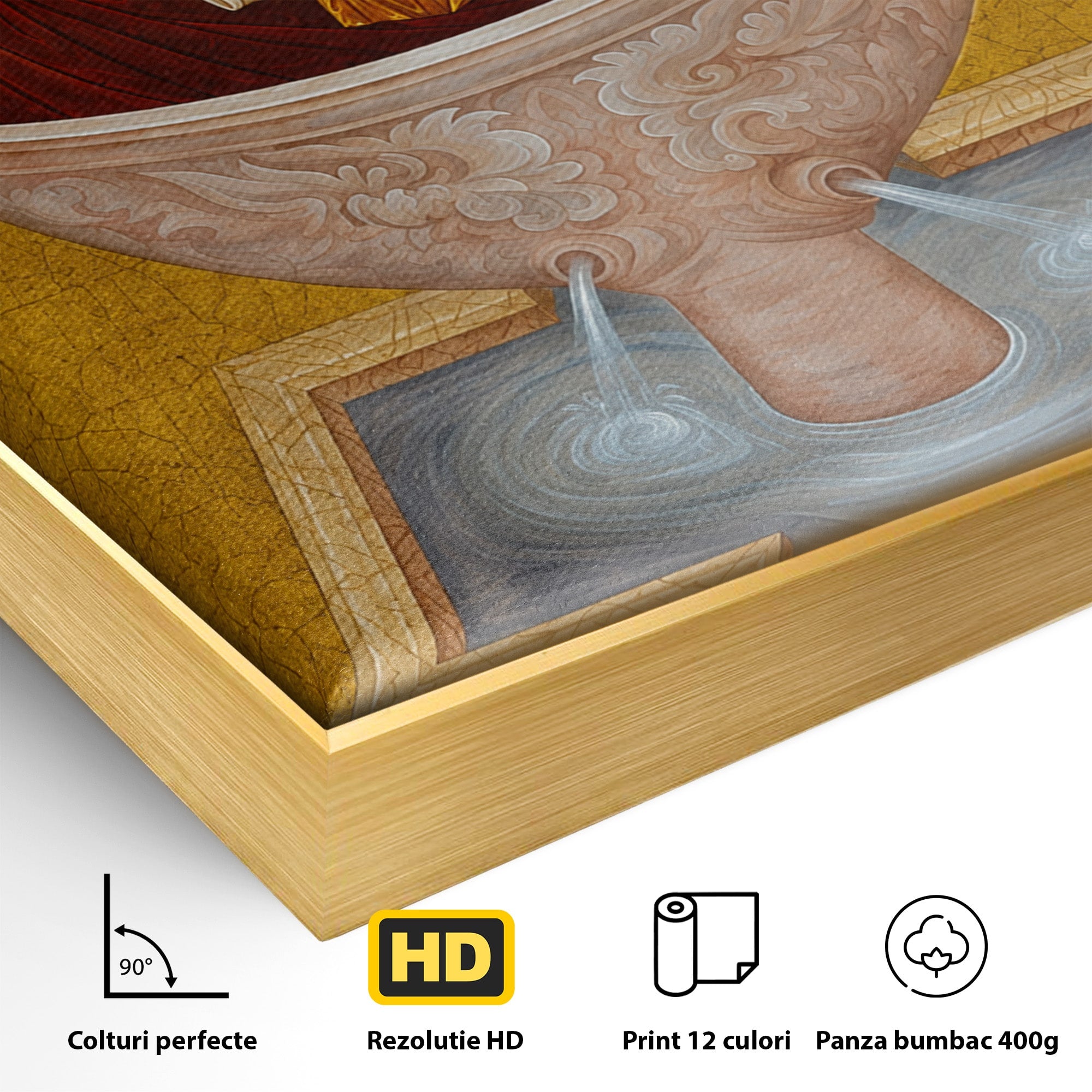 Tablou Canvas Premium LuxCanva® H1077, Icoana Maicii Domnului Izvorul Tamaduirii, Religie, Icoana, Spiritualitate, Traditie, Dormitor, Culori Vibrante