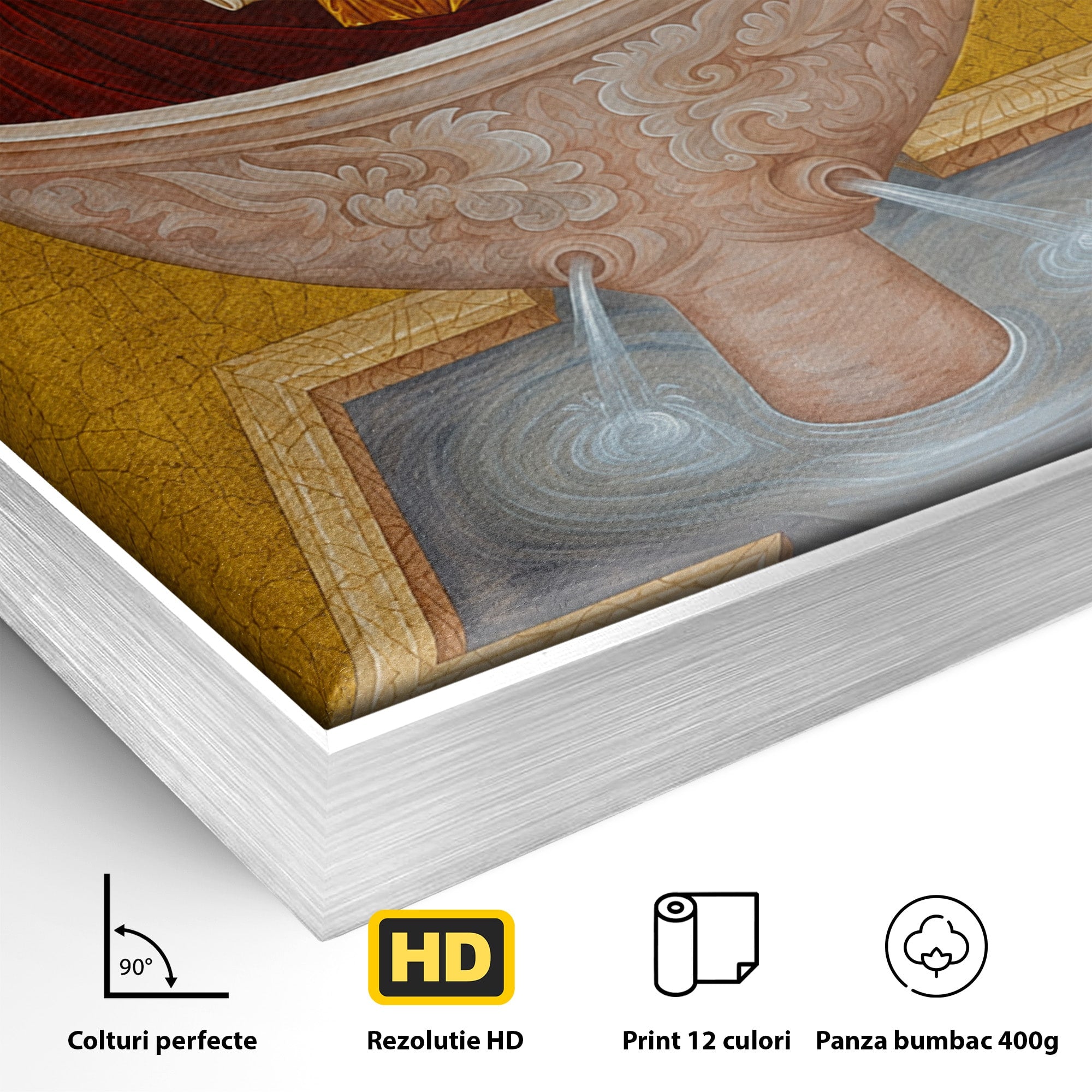 Tablou Canvas Premium LuxCanva® H1077, Icoana Maicii Domnului Izvorul Tamaduirii, Religie, Icoana, Spiritualitate, Traditie, Dormitor, Culori Vibrante