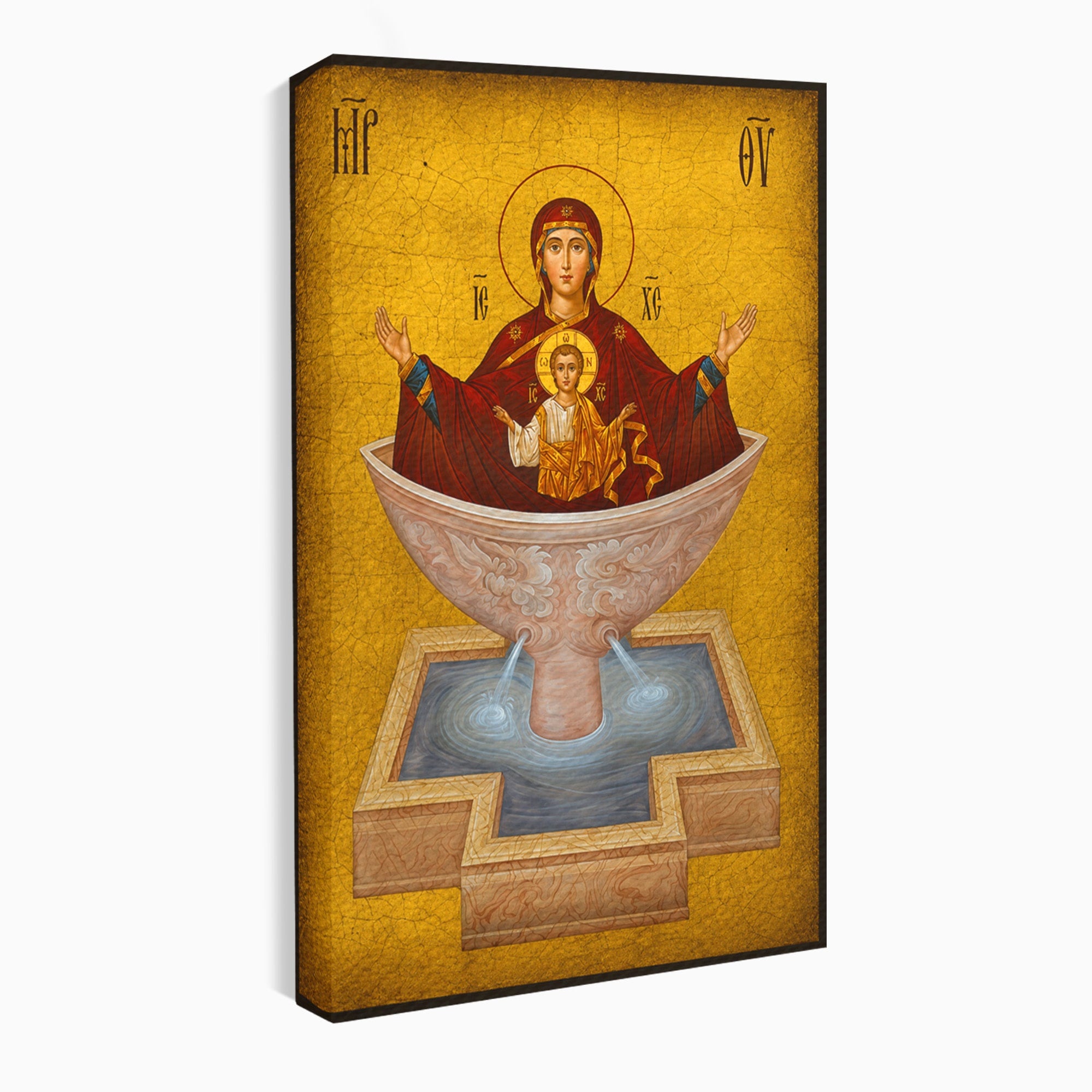 Tablou Canvas Premium LuxCanva® H1077, Icoana Maicii Domnului Izvorul Tamaduirii, Religie, Icoana, Spiritualitate, Traditie, Dormitor, Culori Vibrante