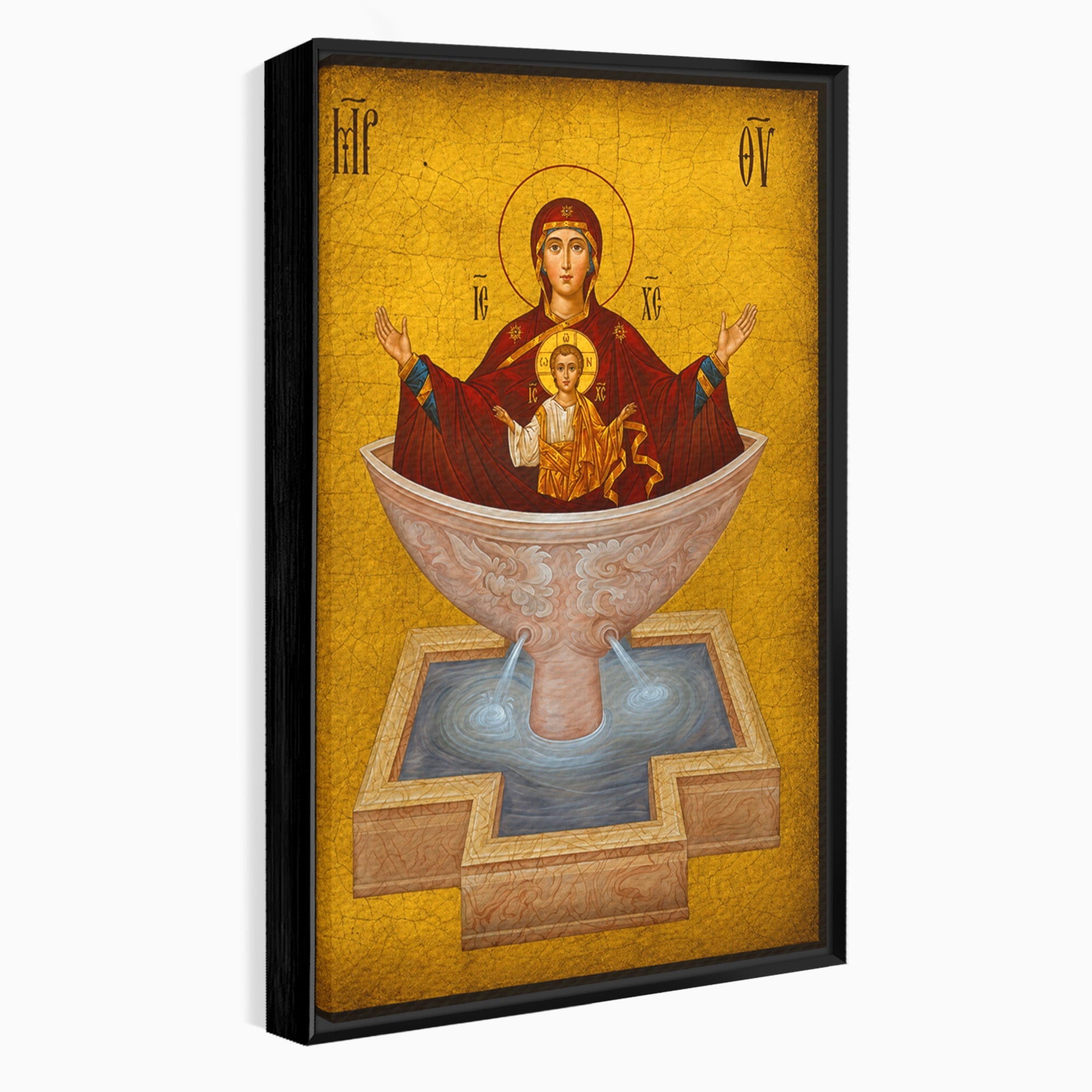 Tablou Canvas Premium LuxCanva® H1077, Icoana Maicii Domnului Izvorul Tamaduirii, Religie, Icoana, Spiritualitate, Traditie, Dormitor, Culori Vibrante