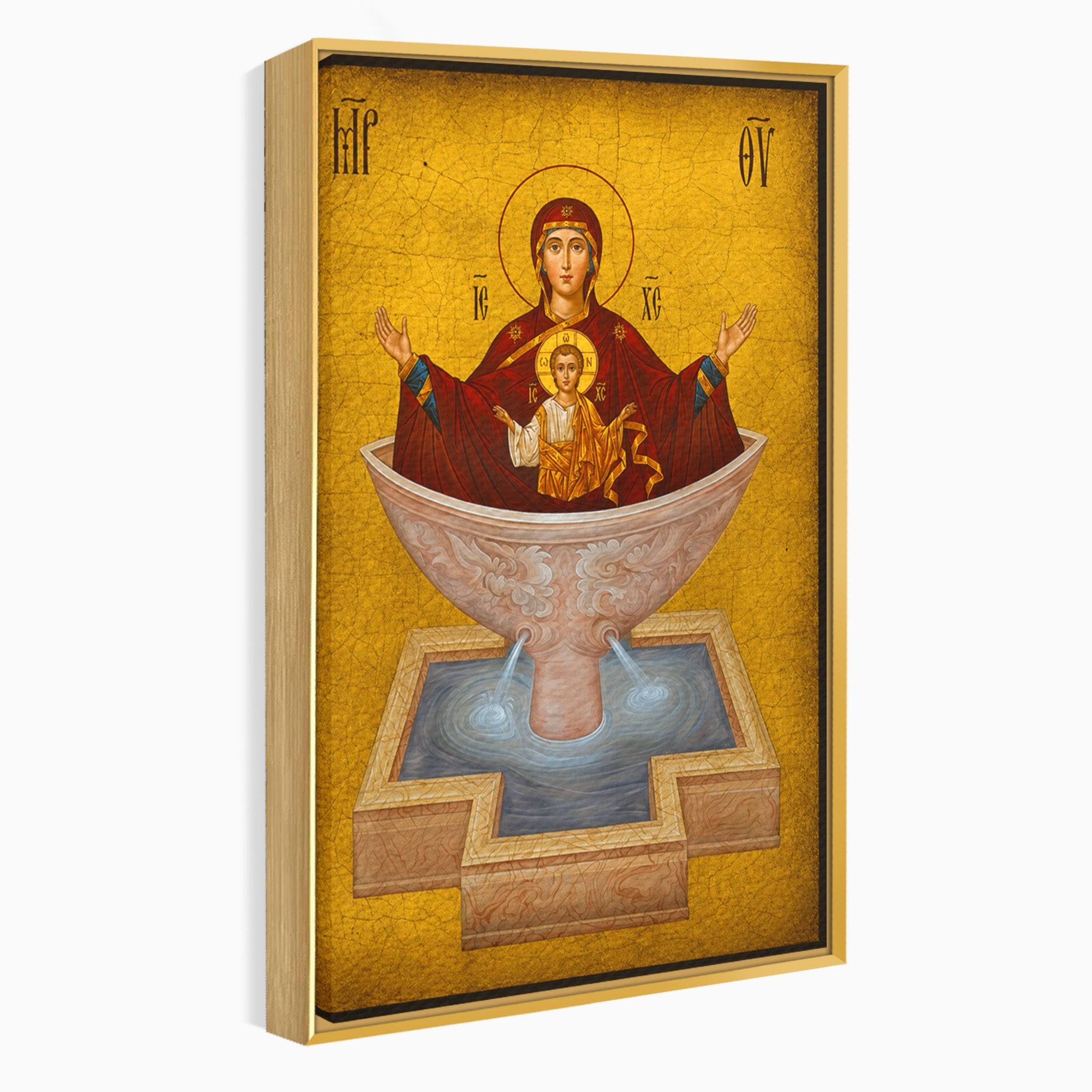 Tablou Canvas Premium LuxCanva® H1077, Icoana Maicii Domnului Izvorul Tamaduirii, Religie, Icoana, Spiritualitate, Traditie, Dormitor, Culori Vibrante