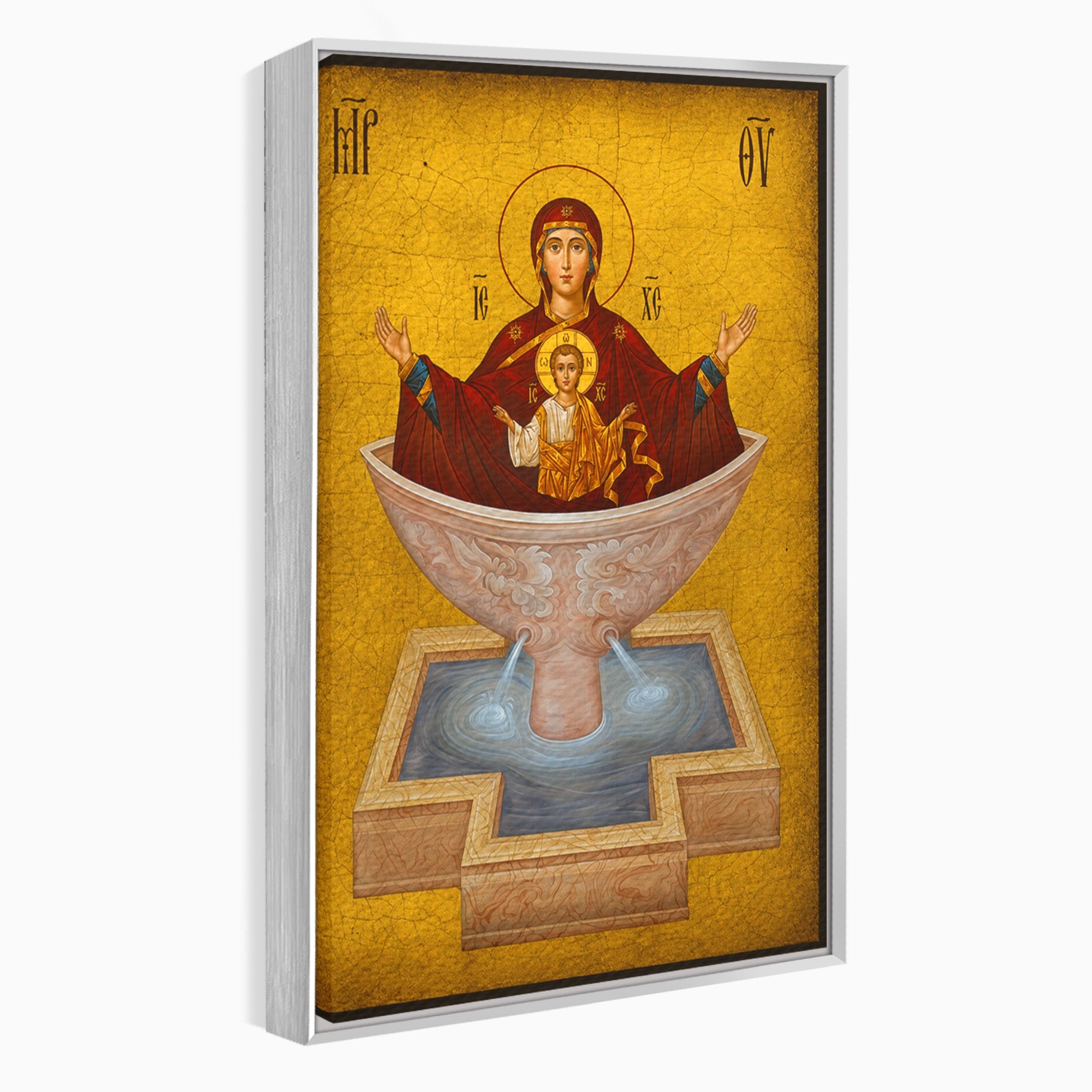 Tablou Canvas Premium LuxCanva® H1077, Icoana Maicii Domnului Izvorul Tamaduirii, Religie, Icoana, Spiritualitate, Traditie, Dormitor, Culori Vibrante