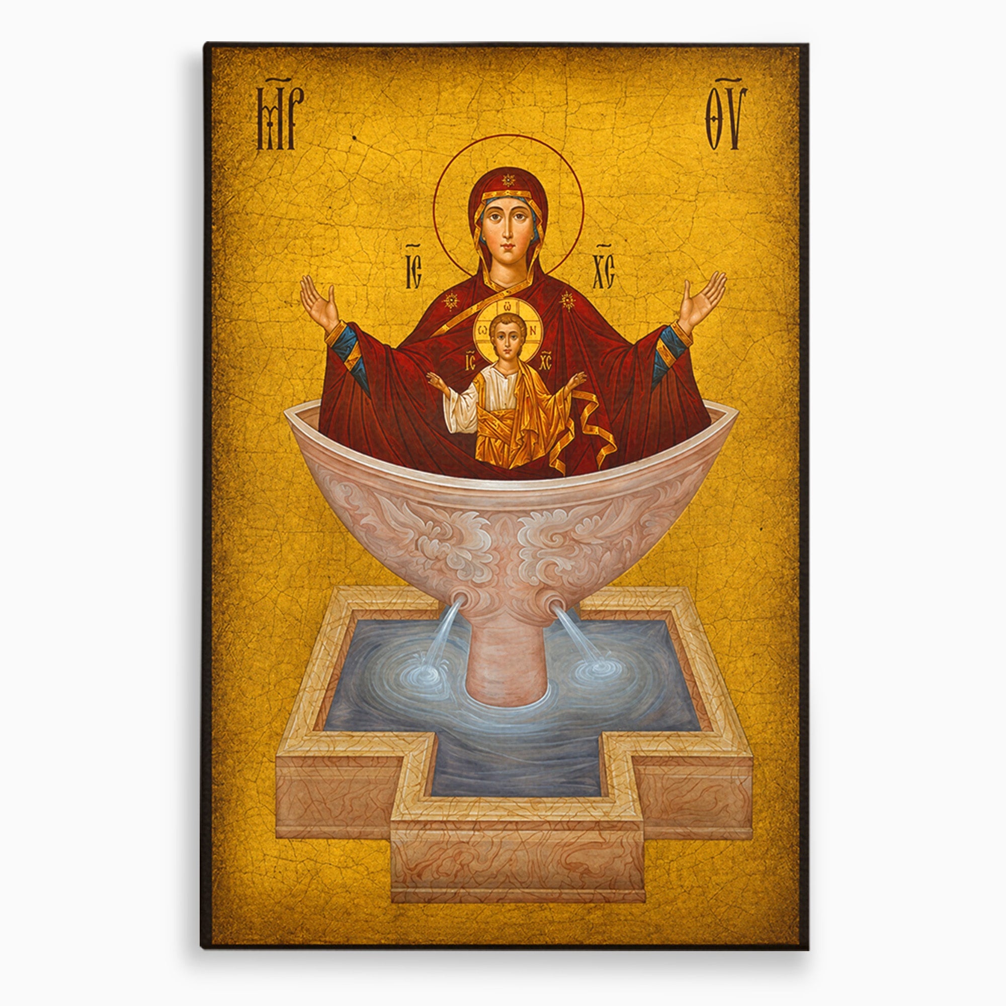 Tablou Canvas Premium LuxCanva® H1077, Icoana Maicii Domnului Izvorul Tamaduirii, Religie, Icoana, Spiritualitate, Traditie, Dormitor, Culori Vibrante